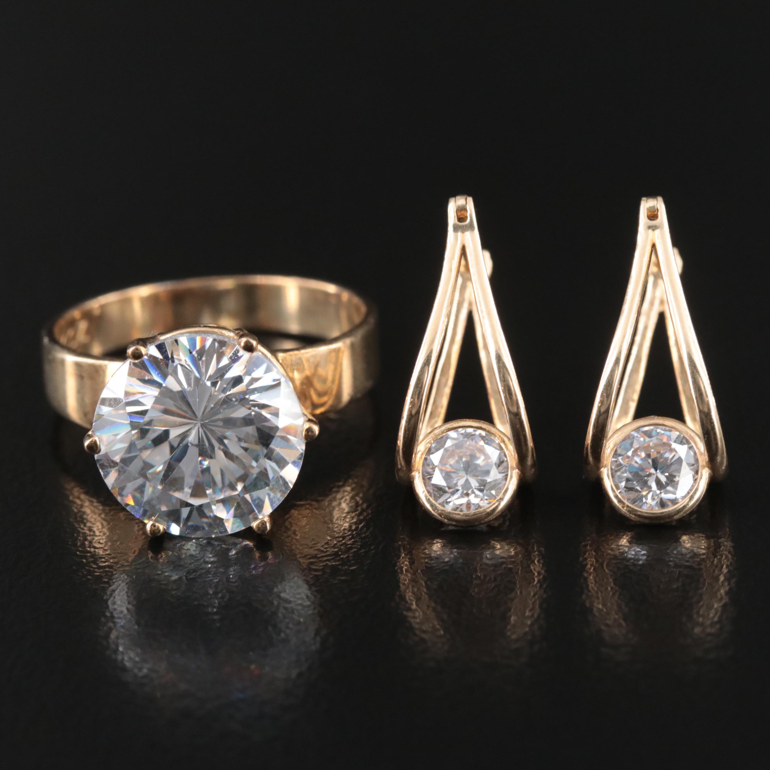 14K CZ Ring and Earrings
