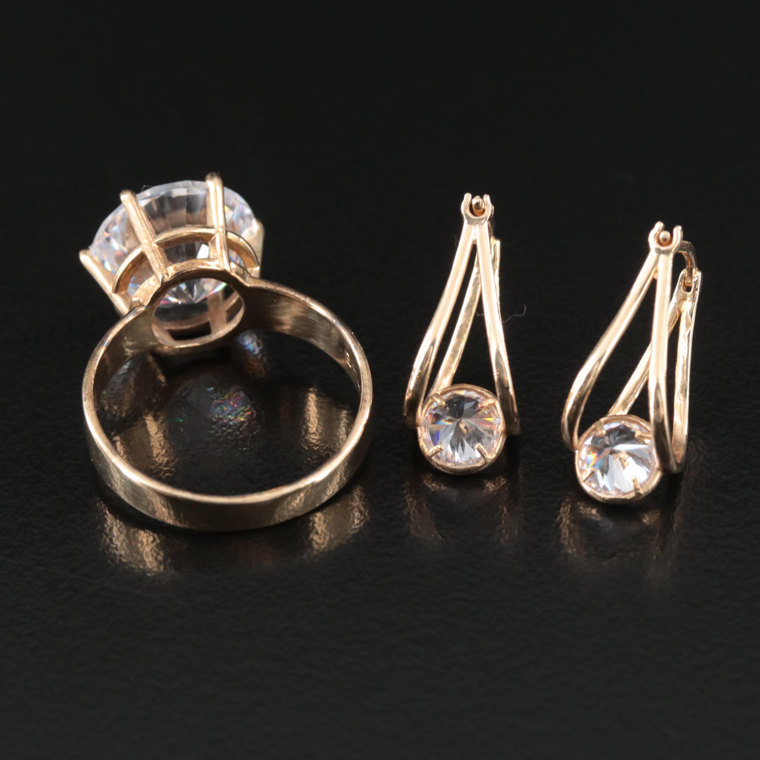 14K CZ Ring and Earrings