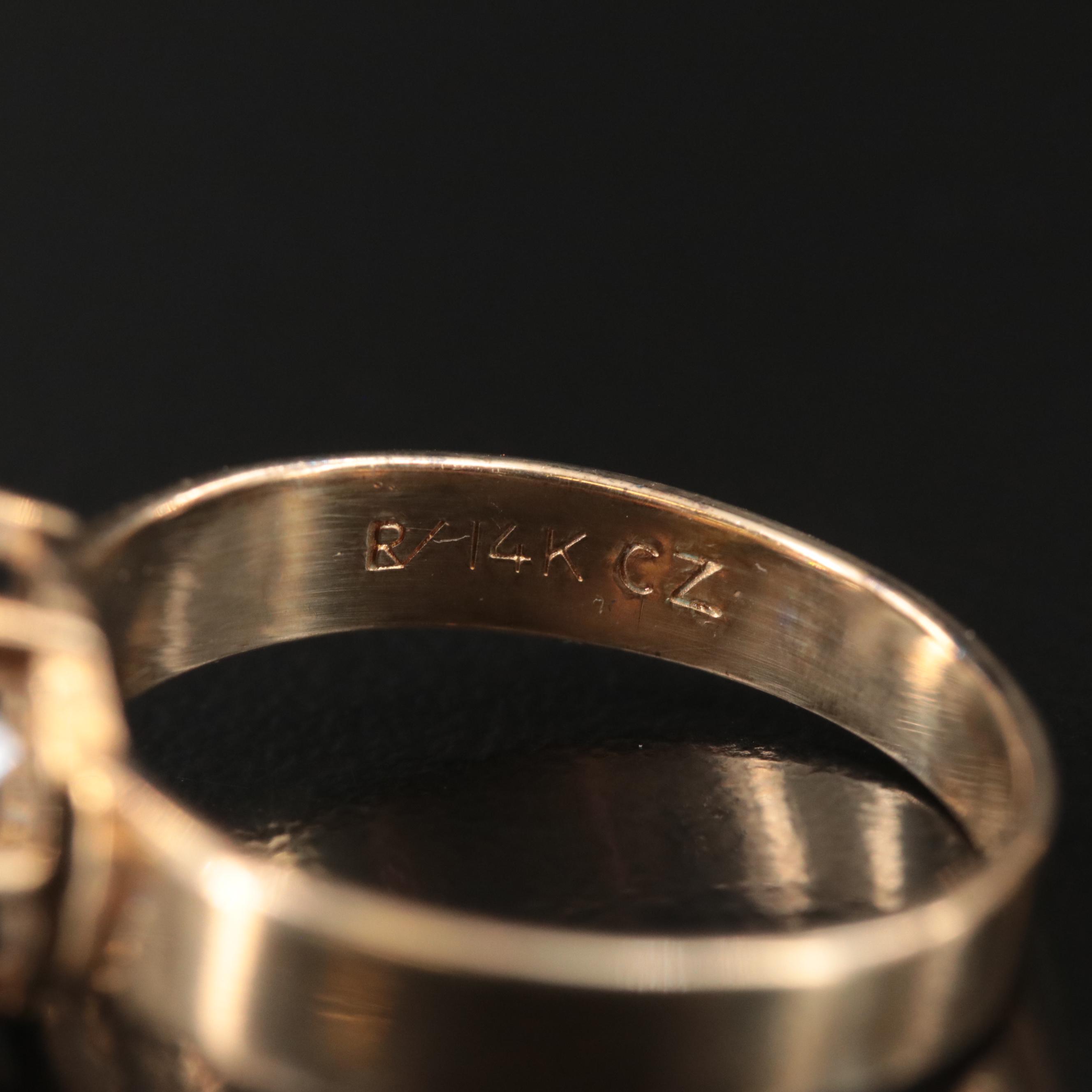 14K CZ Ring and Earrings