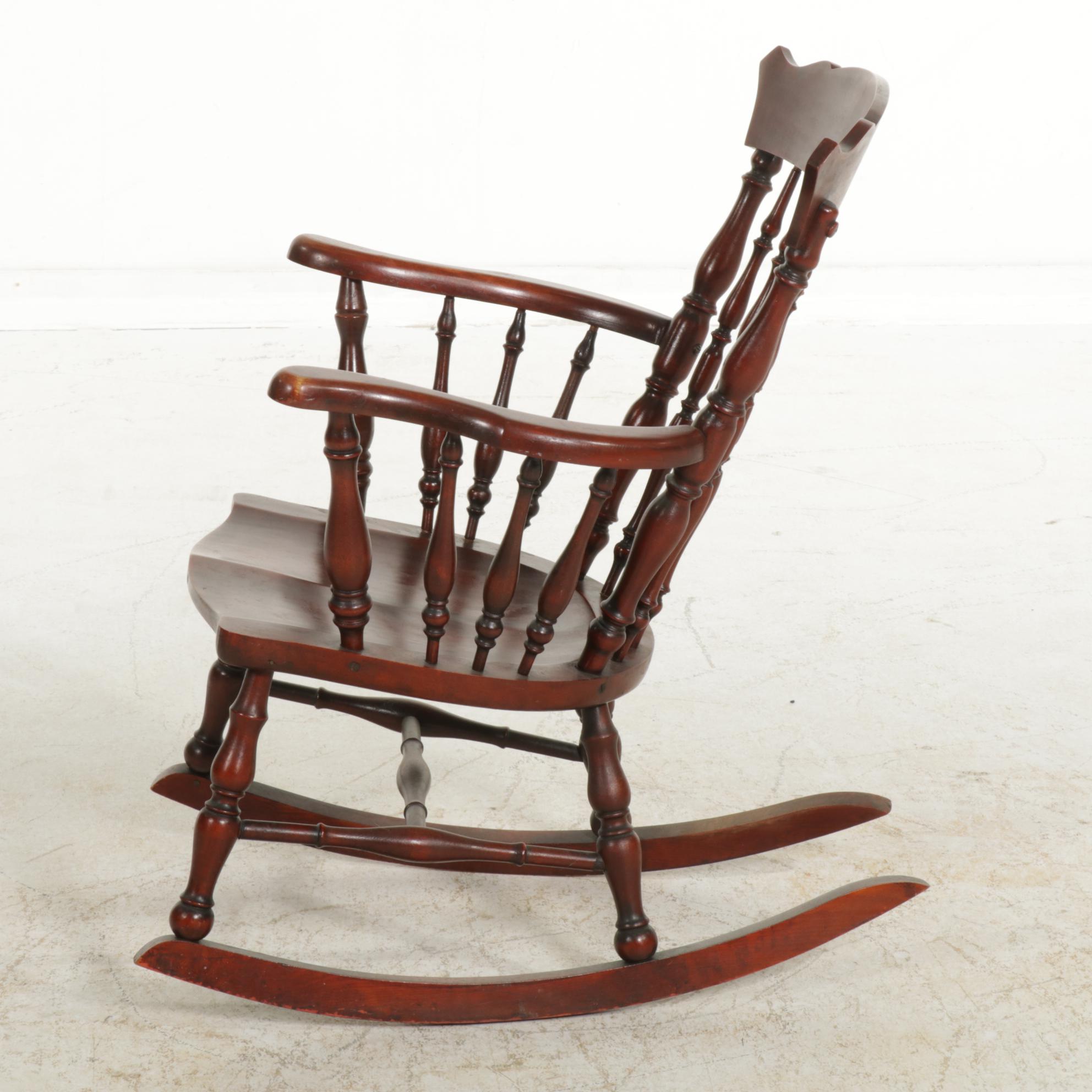 Federal Style Mahogany-Stained Hardwood Rocking Chair, Early to Mid 20th Century