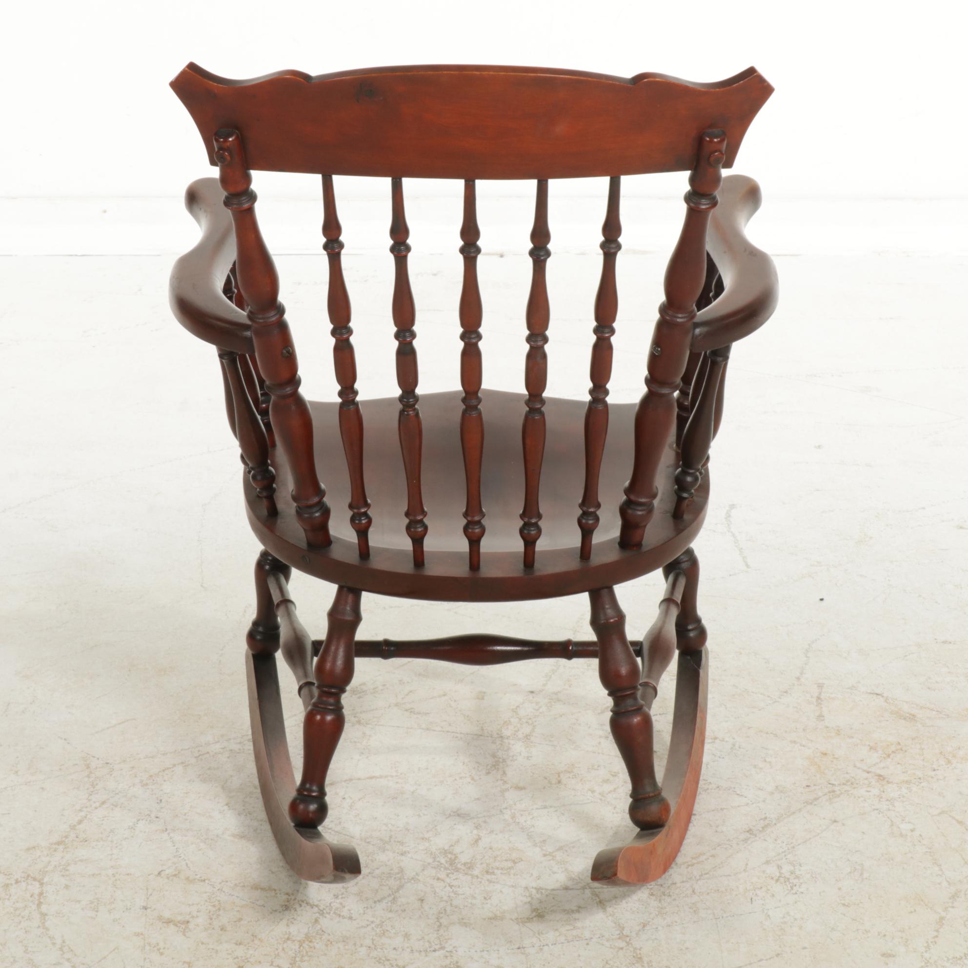 Federal Style Mahogany-Stained Hardwood Rocking Chair, Early to Mid 20th Century