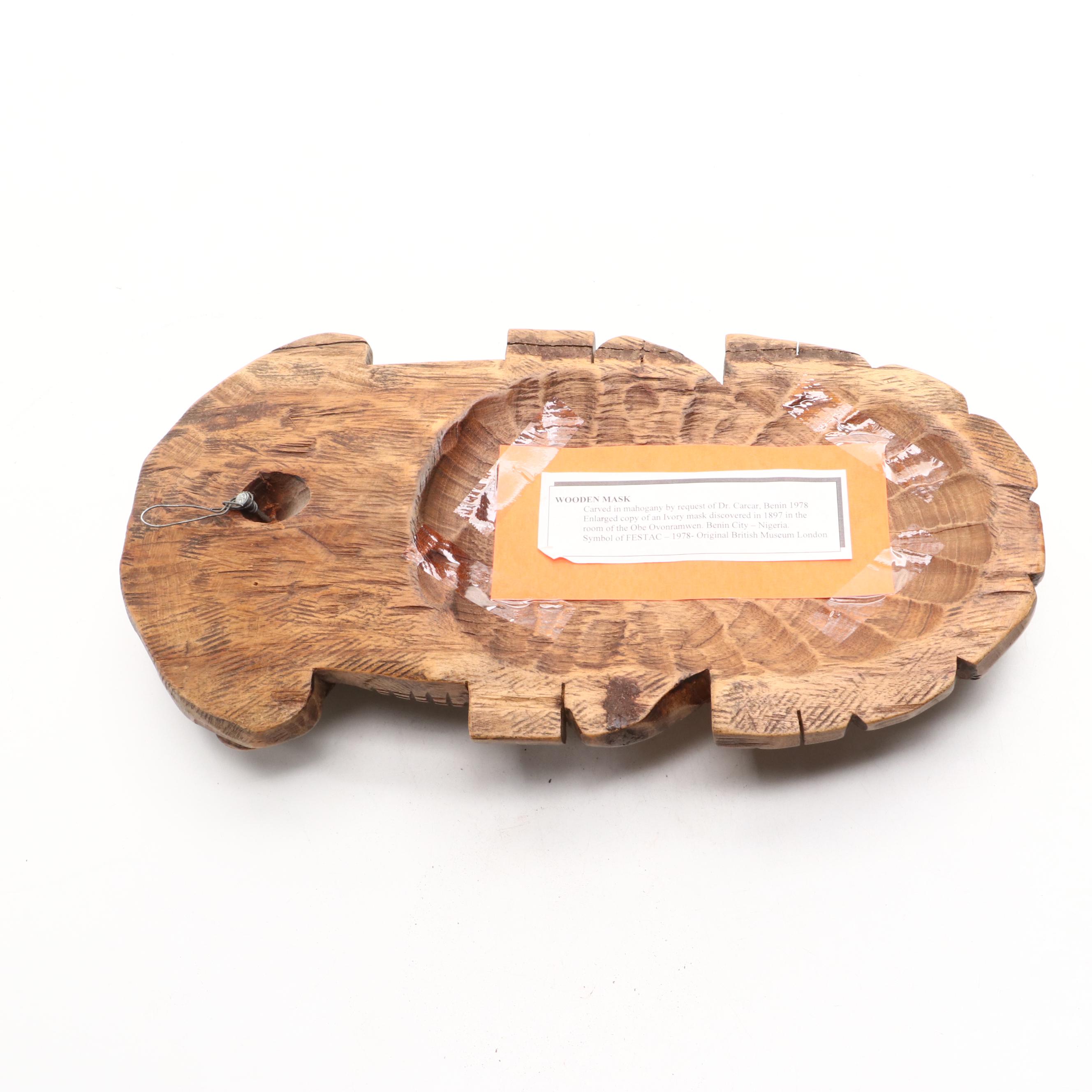 West African Kingdom of Benin (Nigeria) Carved 'Iyoba' Mask