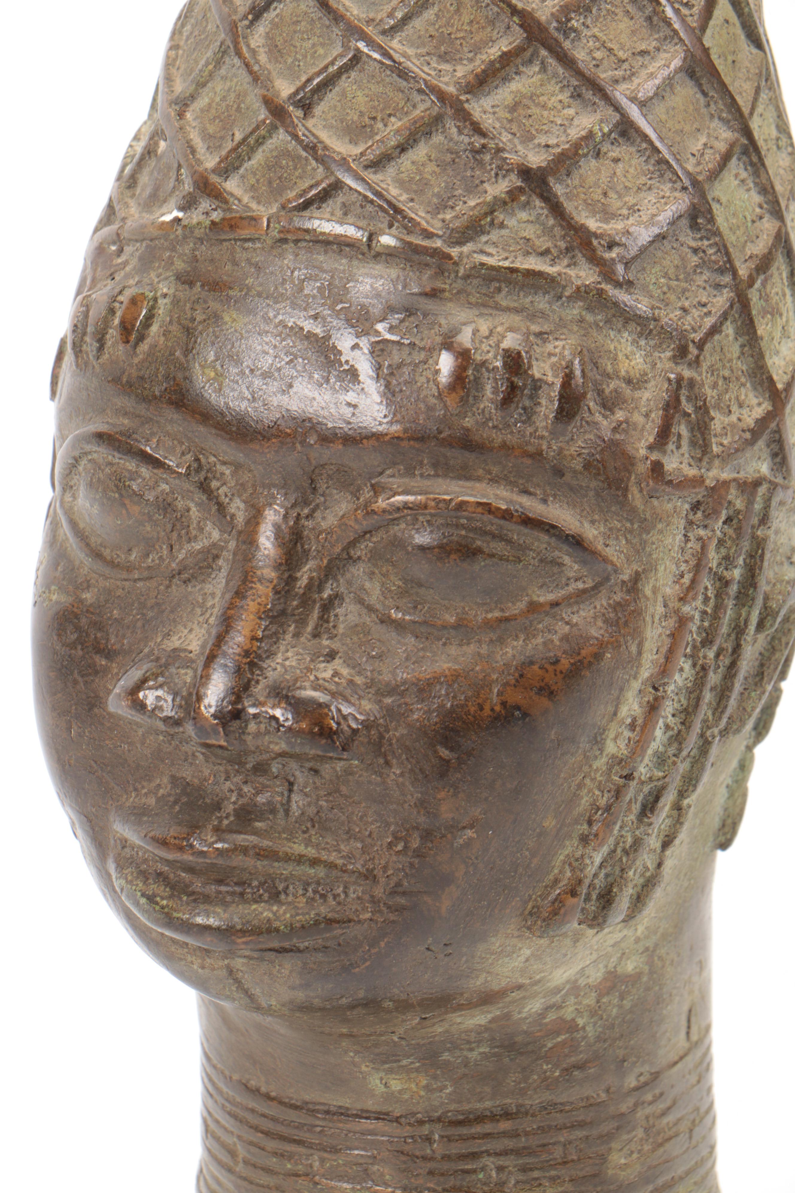 West African Kingdom of Benin (Nigeria) Copper-Alloy Head of 'Iyoba'