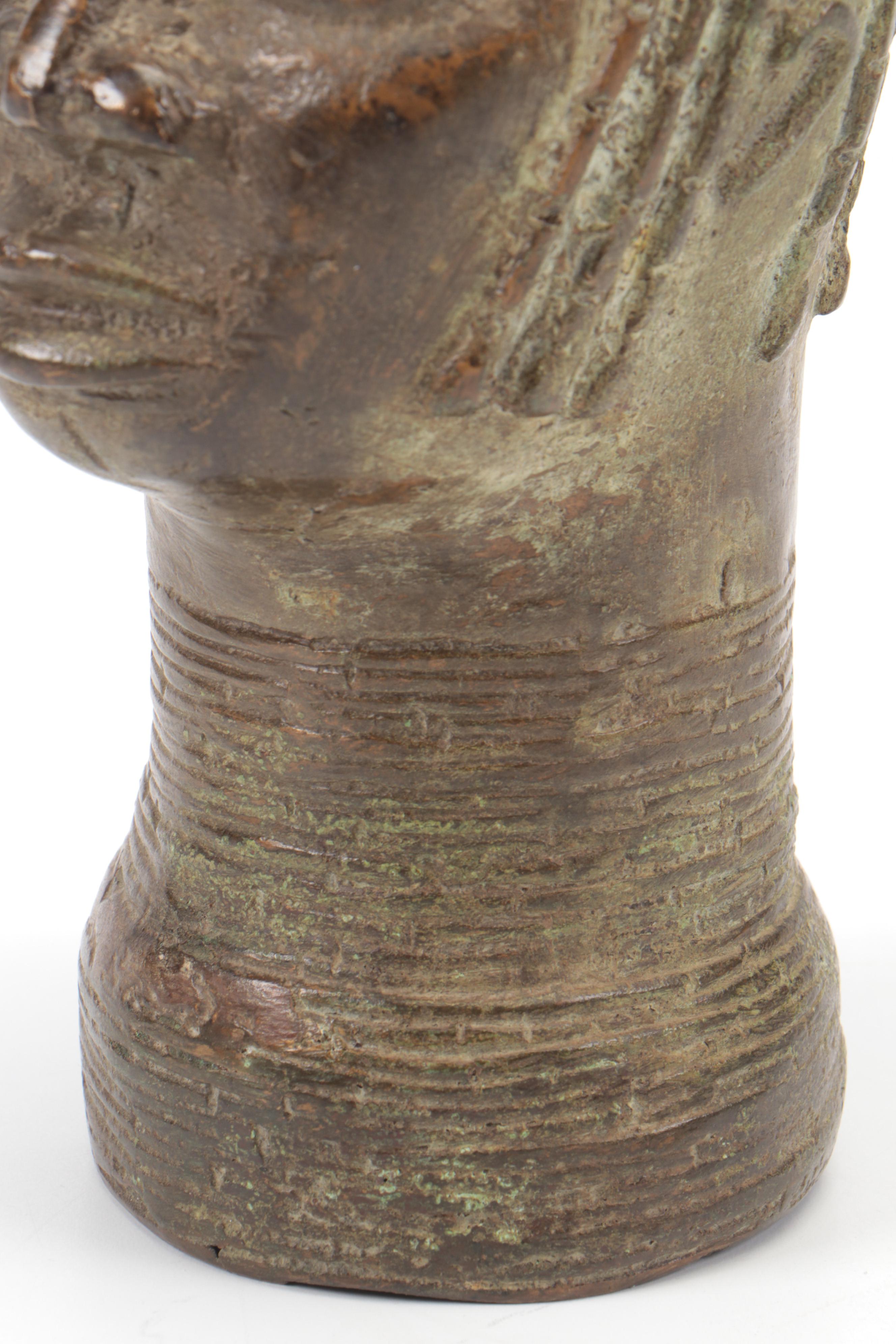 West African Kingdom of Benin (Nigeria) Copper-Alloy Head of 'Iyoba'