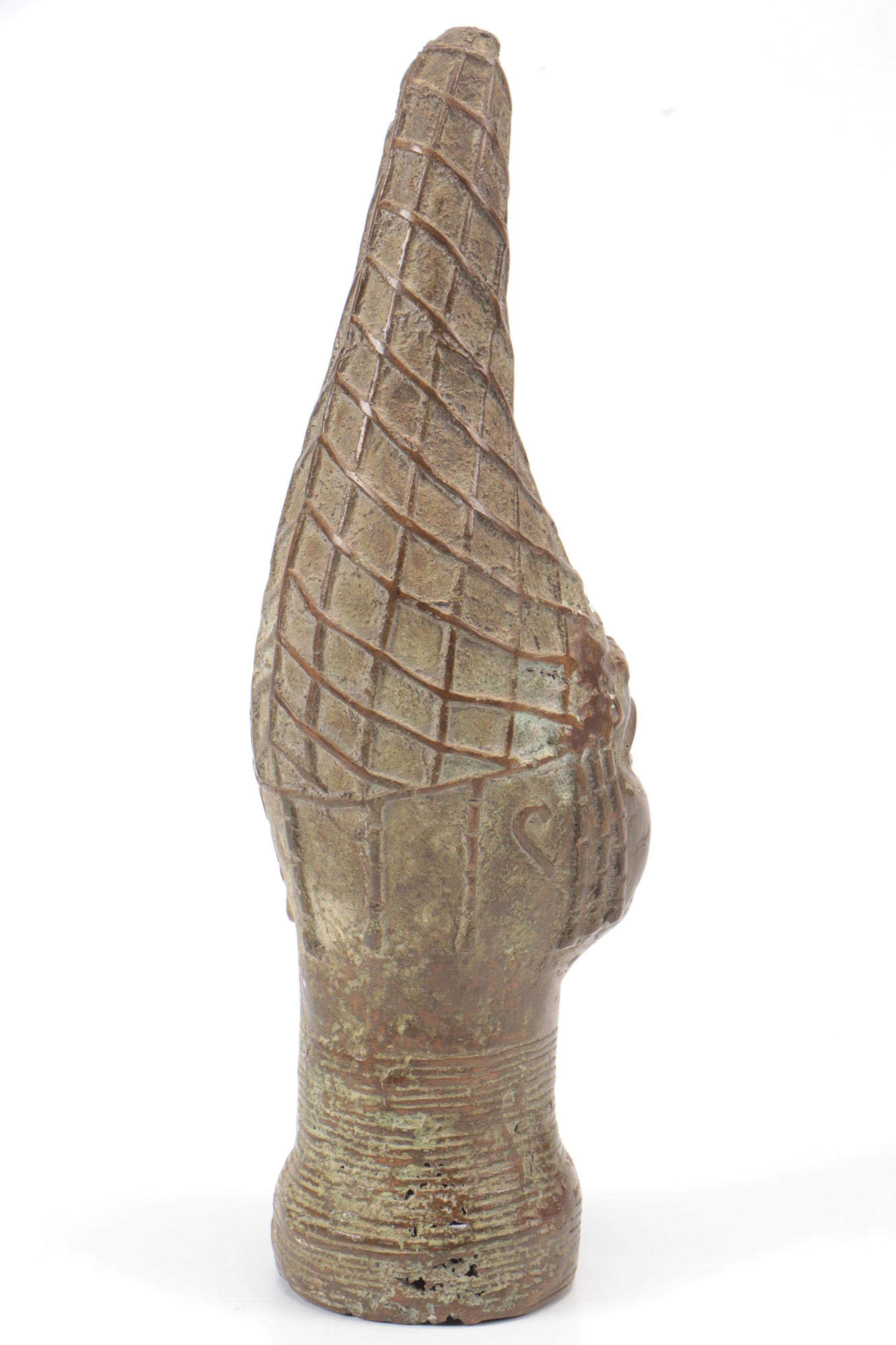 West African Kingdom of Benin (Nigeria) Copper-Alloy Head of 'Iyoba'