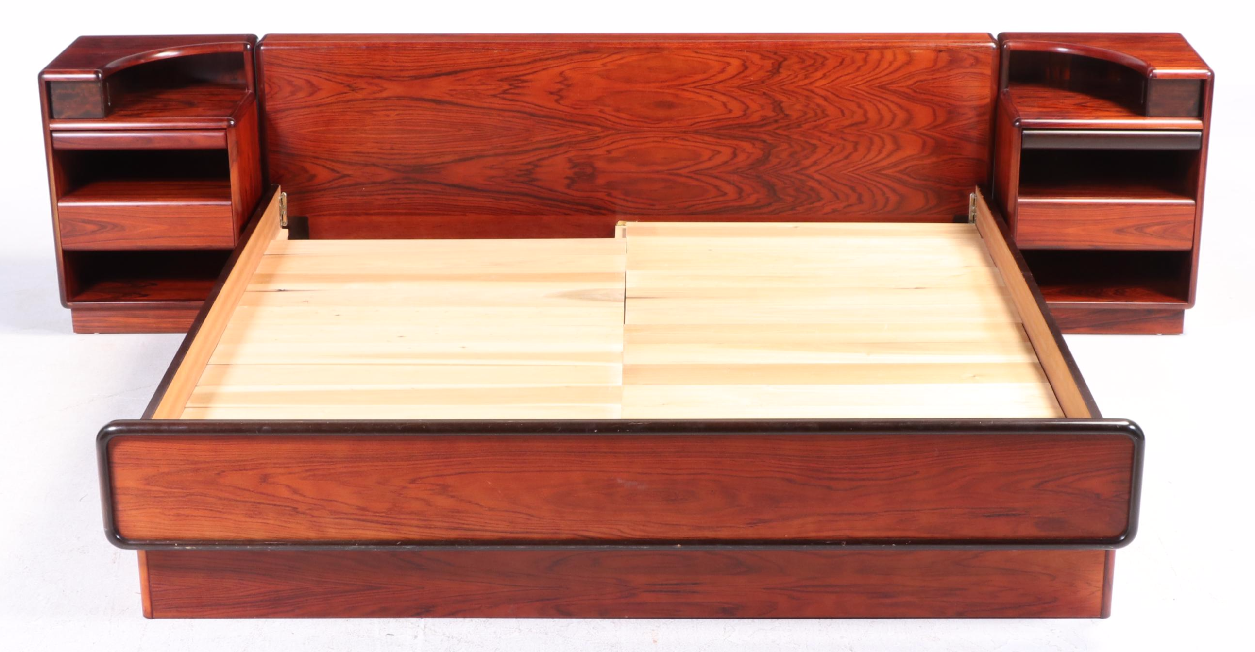 Brouer Møbelfabrik Danish Modern Rosewood King Bed with Nightstands, circa 1960
