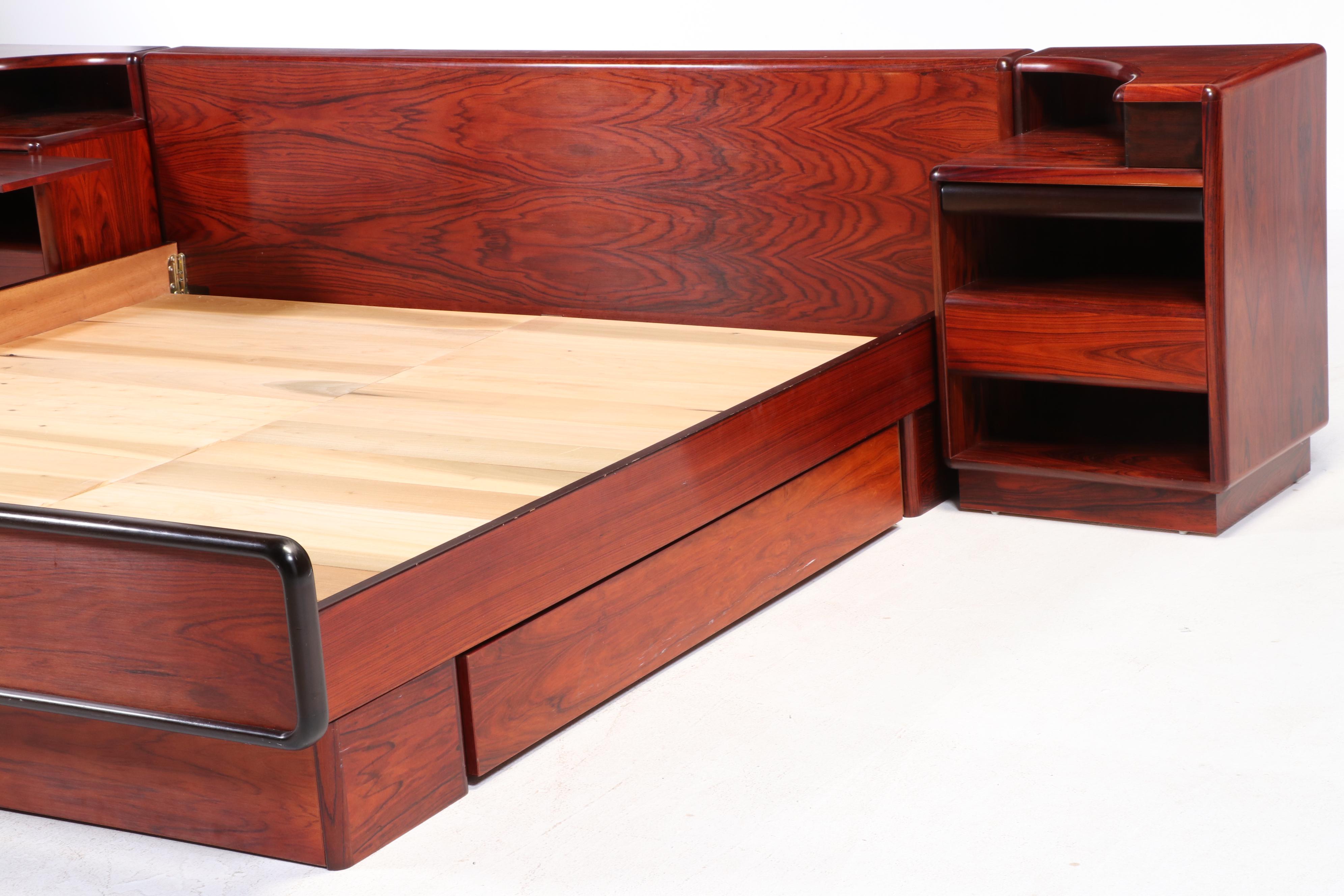 Brouer Møbelfabrik Danish Modern Rosewood King Bed with Nightstands, circa 1960