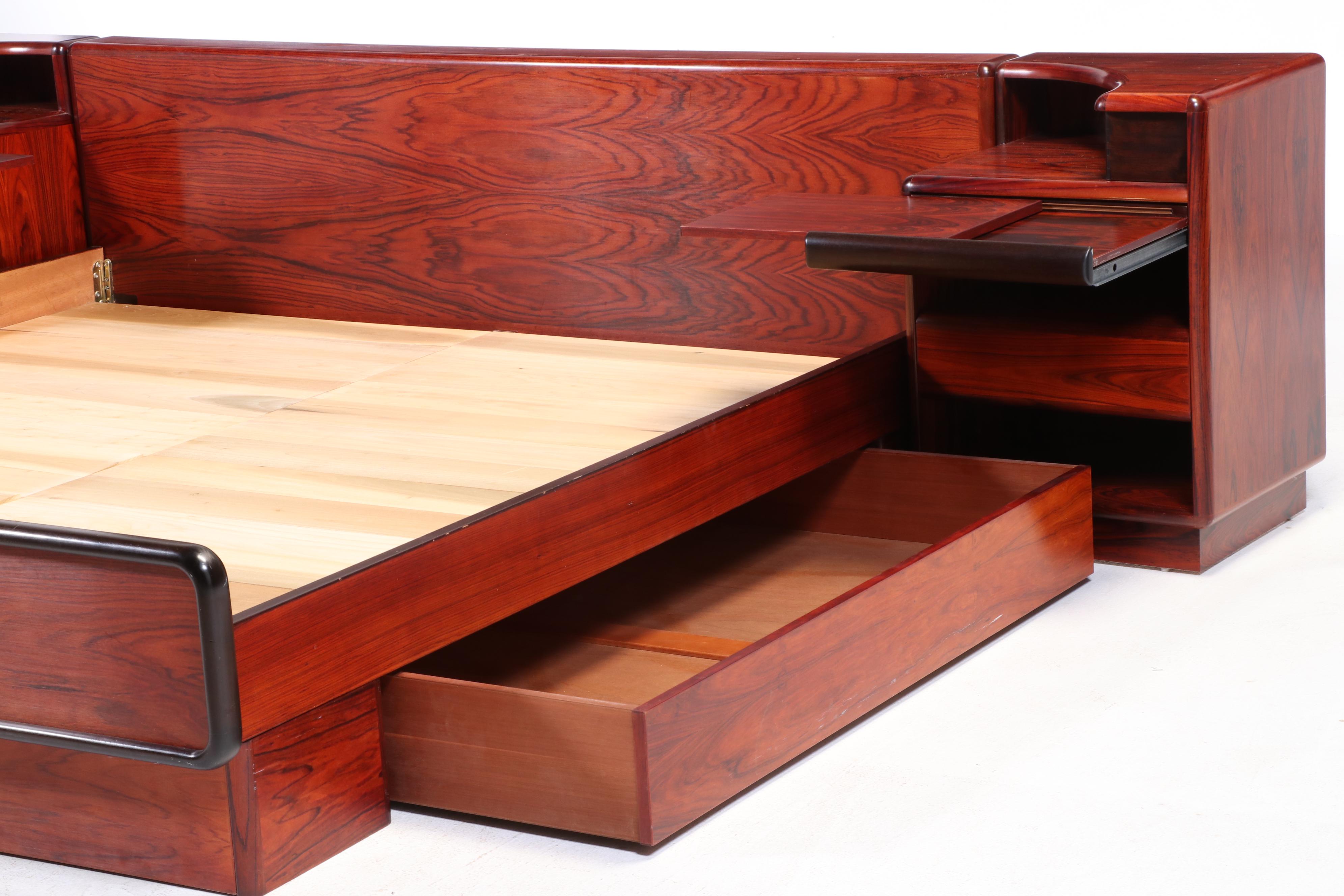 Brouer Møbelfabrik Danish Modern Rosewood King Bed with Nightstands, circa 1960
