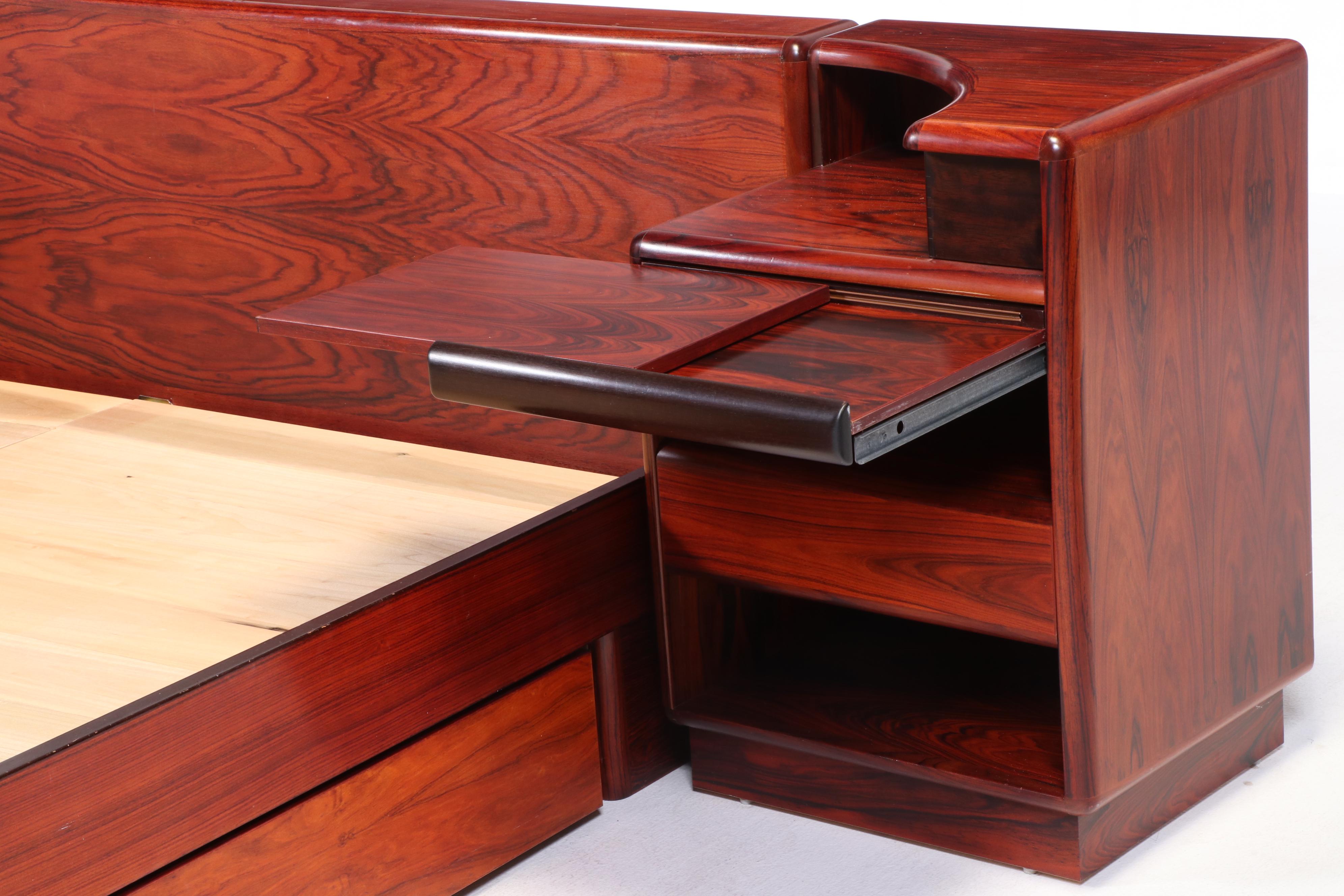 Brouer Møbelfabrik Danish Modern Rosewood King Bed with Nightstands, circa 1960
