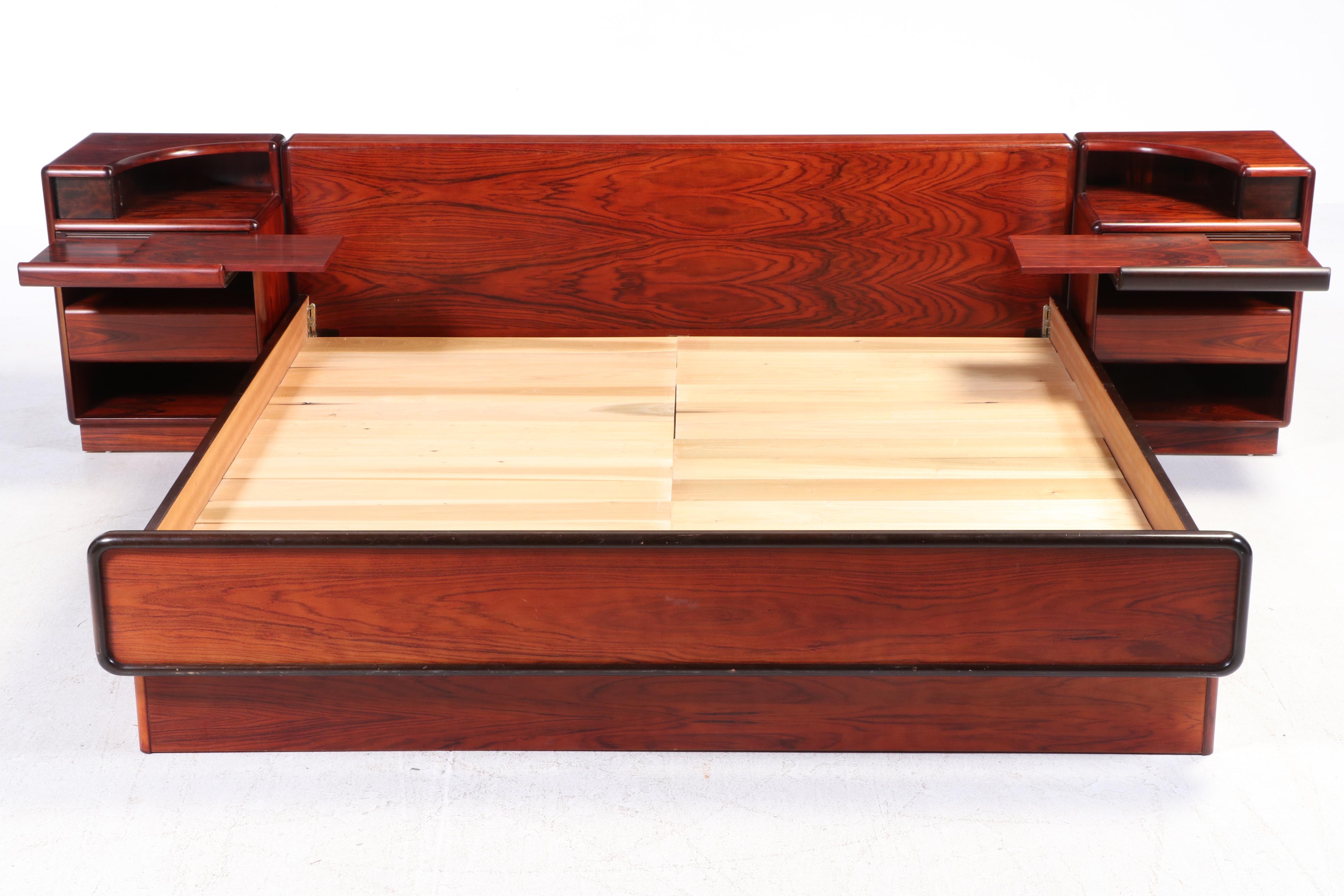 Brouer Møbelfabrik Danish Modern Rosewood King Bed with Nightstands, circa 1960