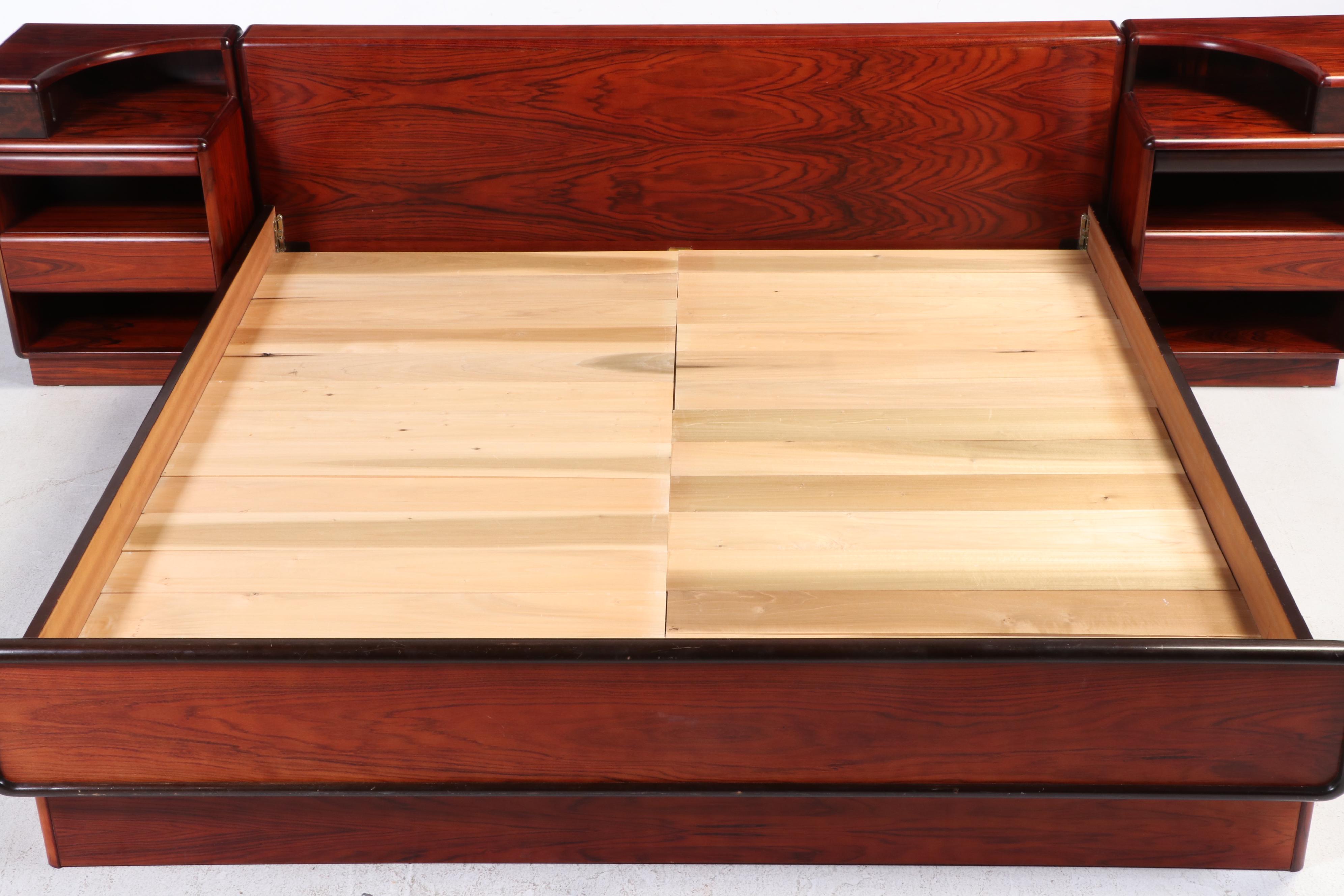 Brouer Møbelfabrik Danish Modern Rosewood King Bed with Nightstands, circa 1960