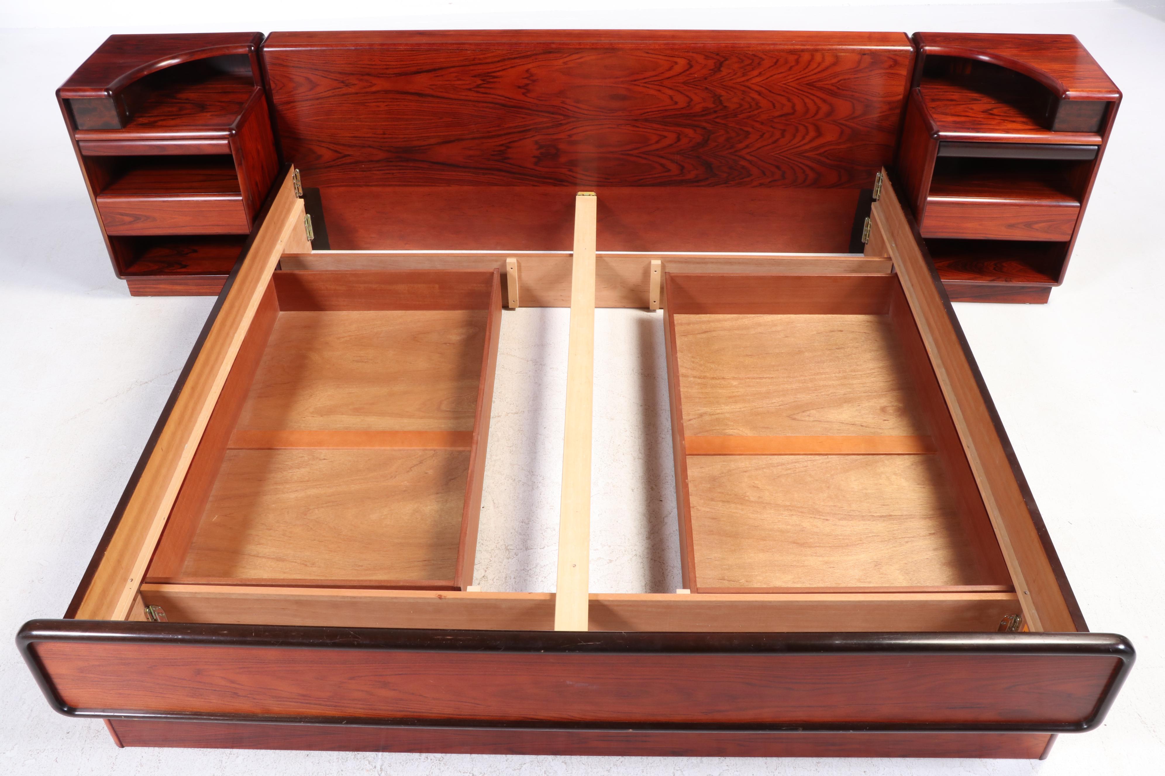 Brouer Møbelfabrik Danish Modern Rosewood King Bed with Nightstands, circa 1960