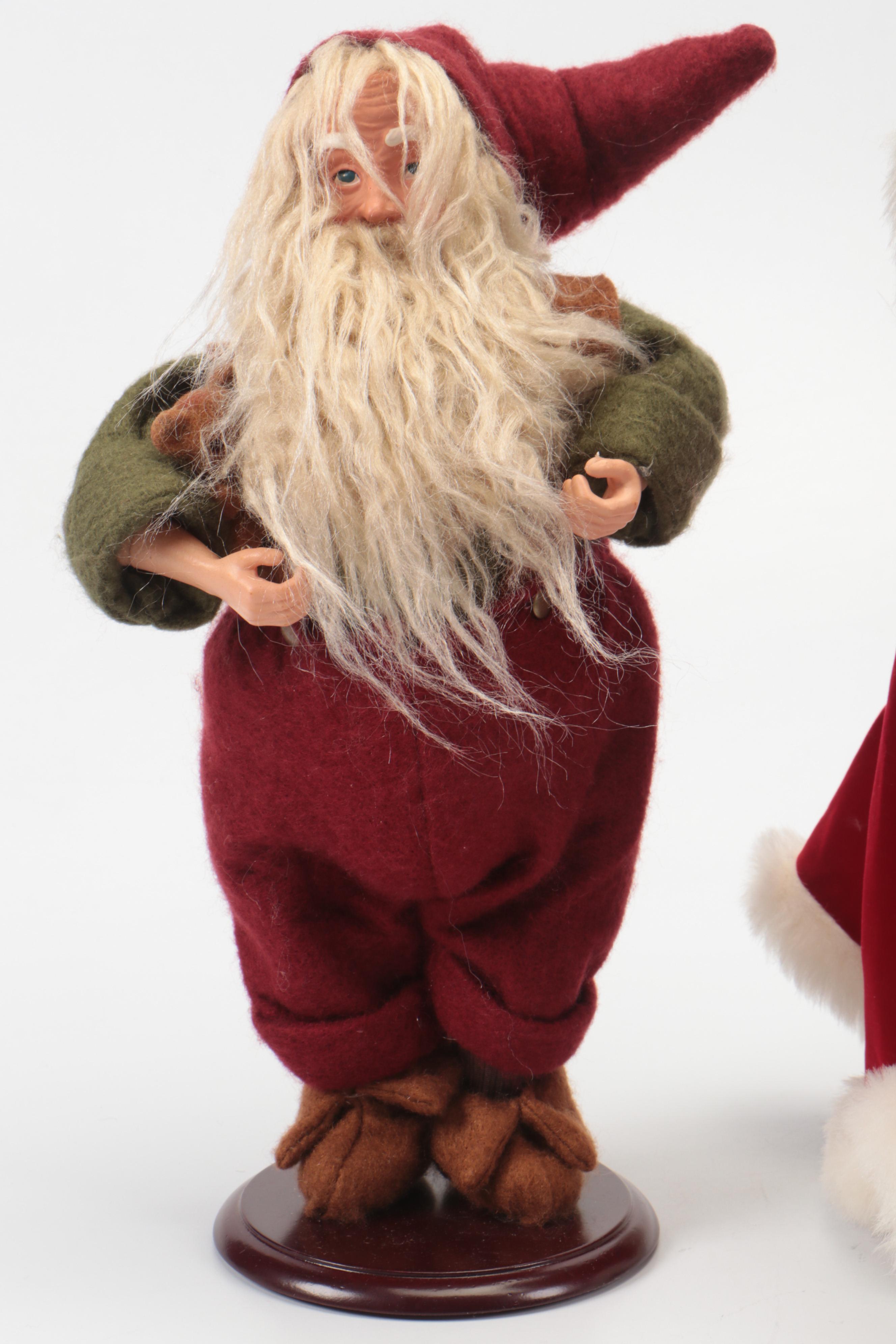 Elder Beerman Ceramic Figurine with Hallmark Resin Santa Figurine and More