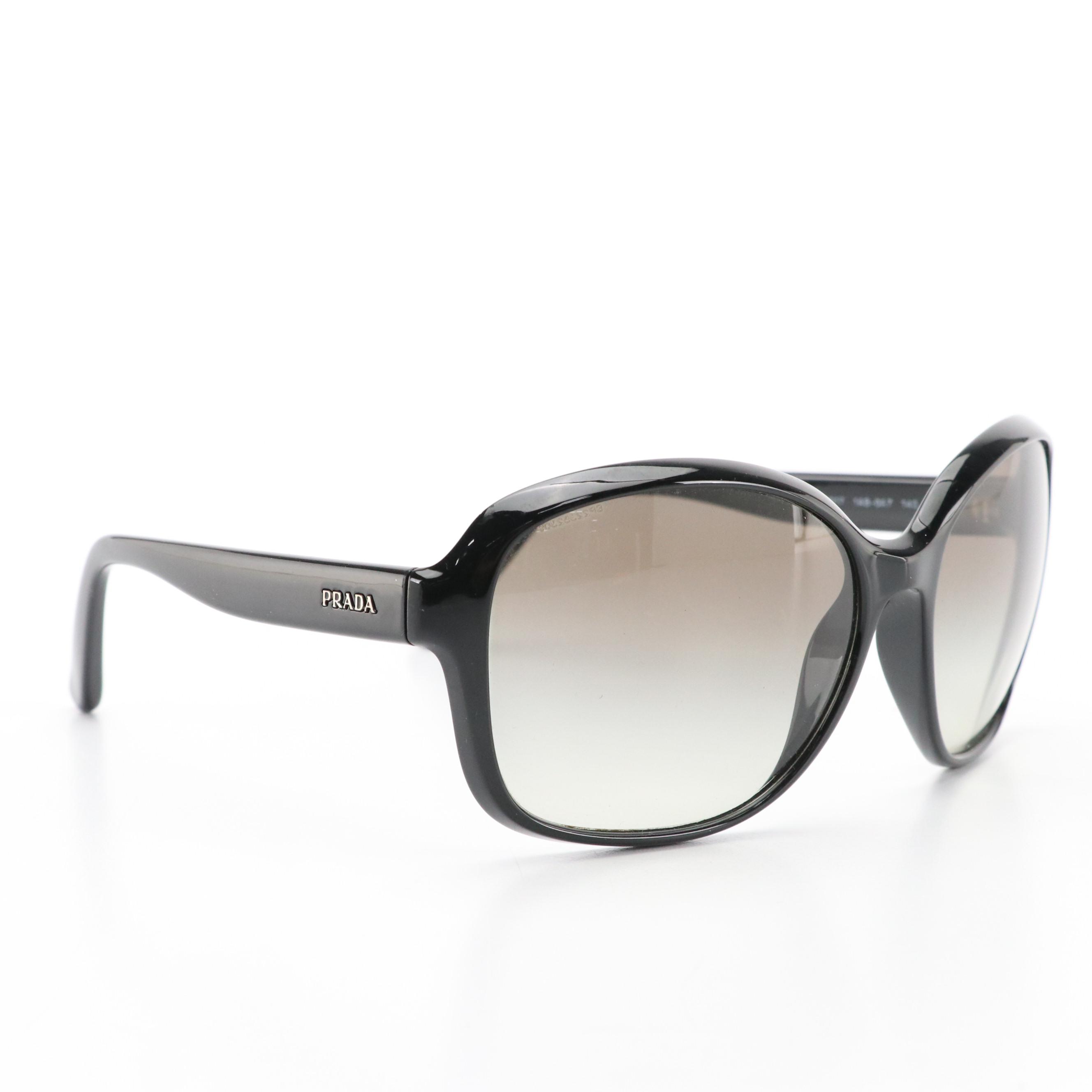 Prada SPR 18Q 1AB-0A7 Black Oversized Square Sunglasses