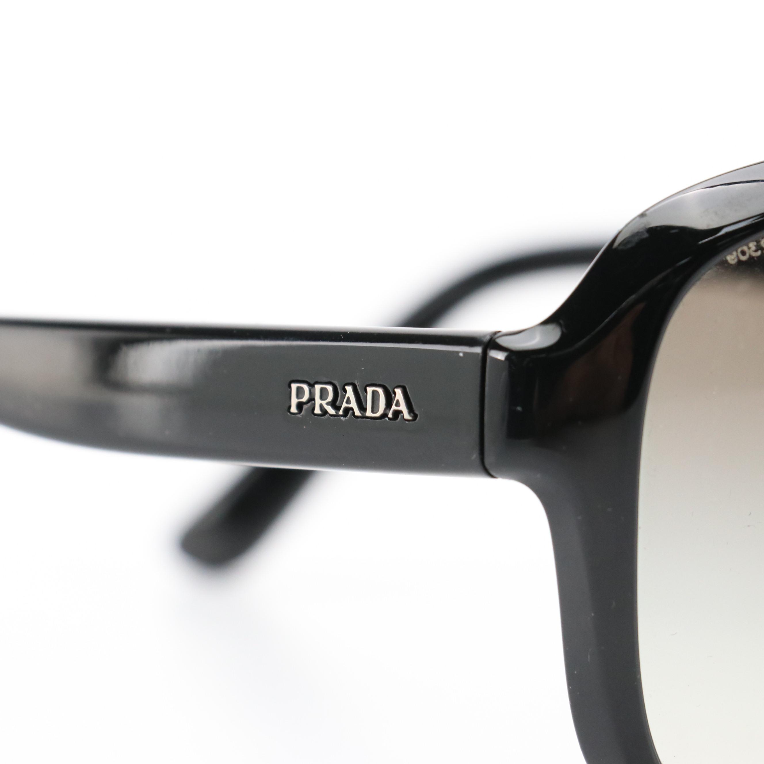 Prada SPR 18Q 1AB-0A7 Black Oversized Square Sunglasses