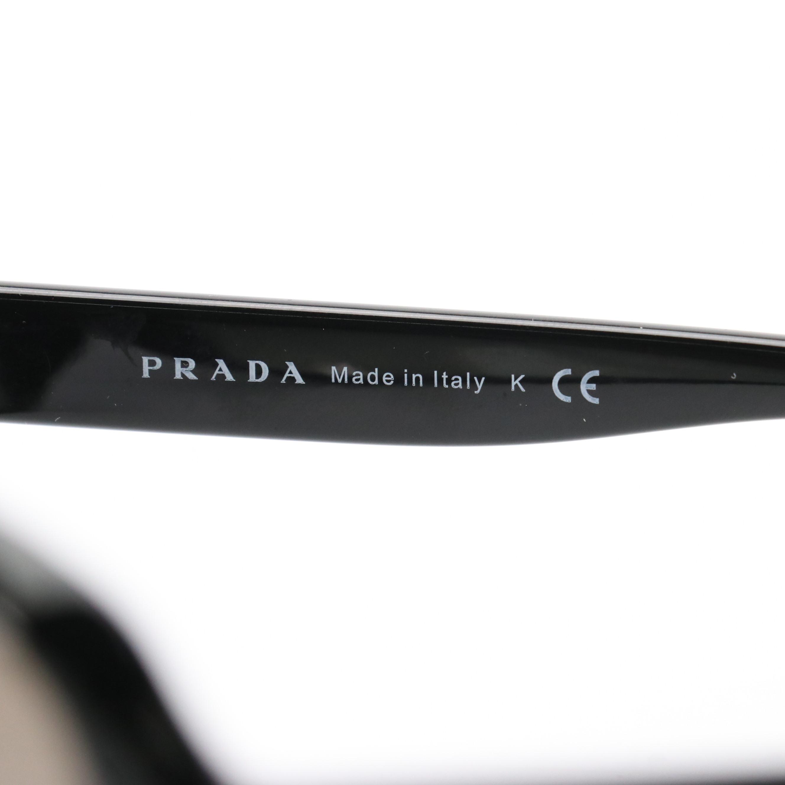 Prada SPR 18Q 1AB-0A7 Black Oversized Square Sunglasses