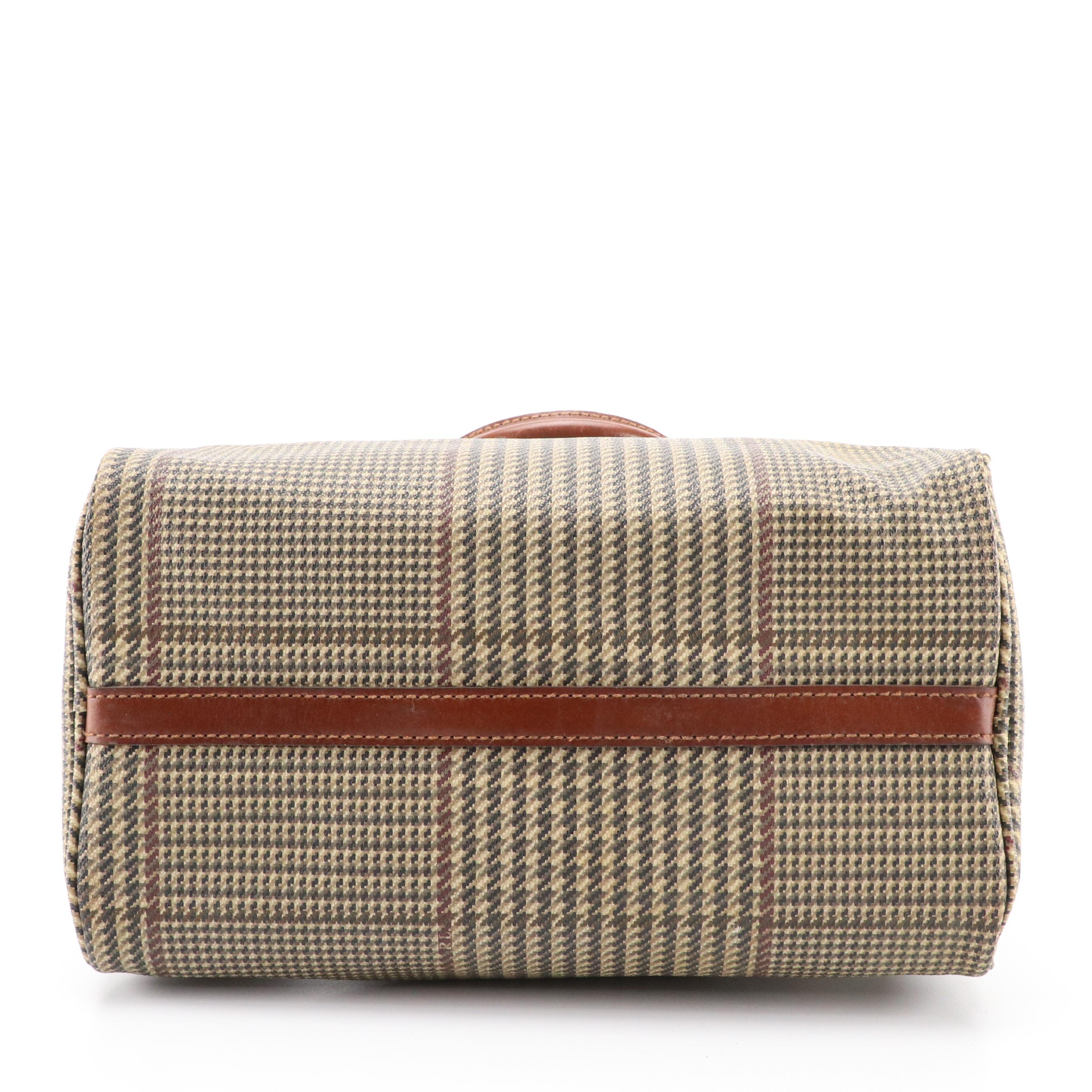 Polo Ralph Lauren Vintage Houndstooth Tartan Coated Canvas Handbag, 1990s