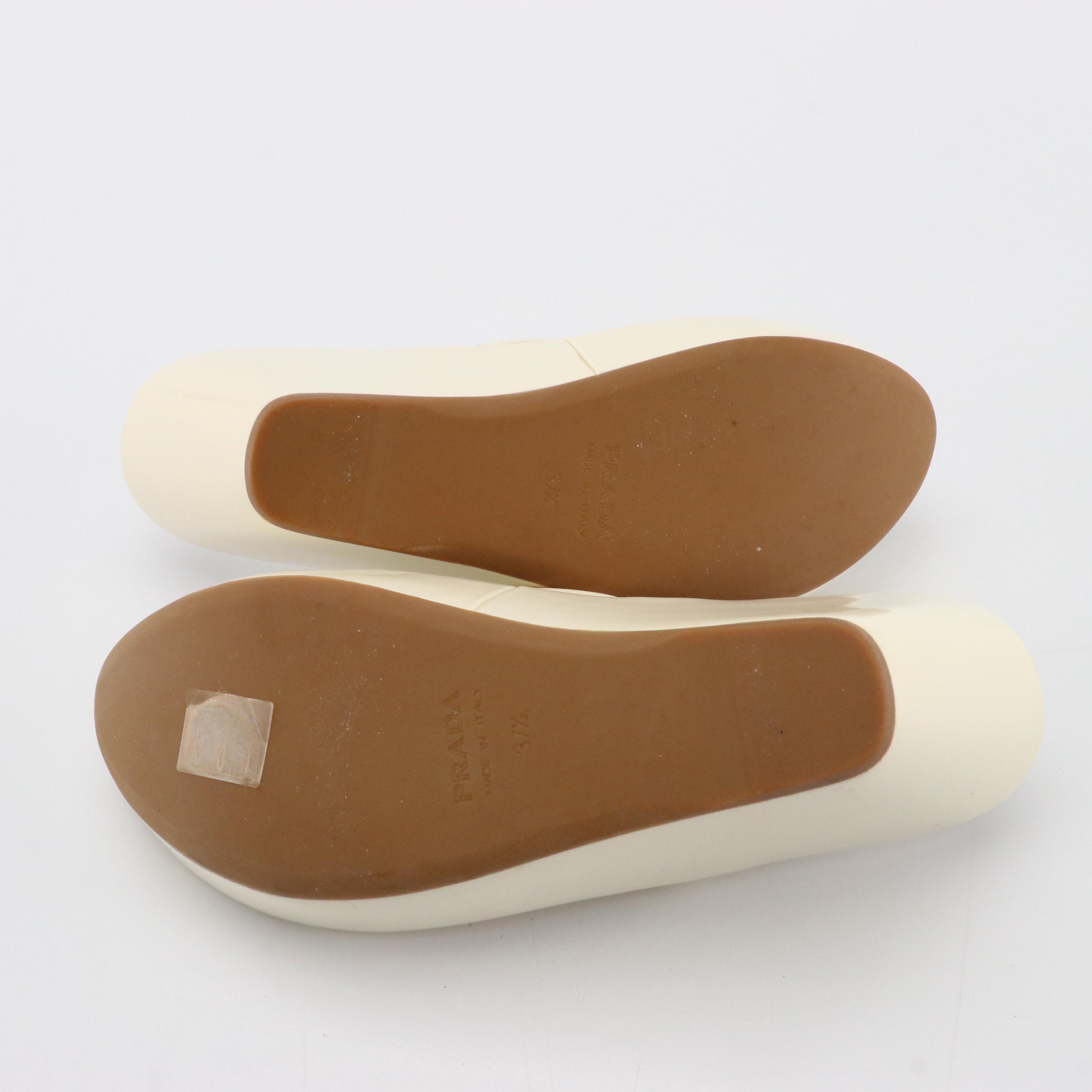 Prada White Leather Flip Flop Wedge Sandals, 1990s