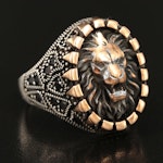 Sterling Glass Lion Ring