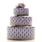 Herend Lavender Fishnet with Gold Wedding Cake Porcelain Figurine