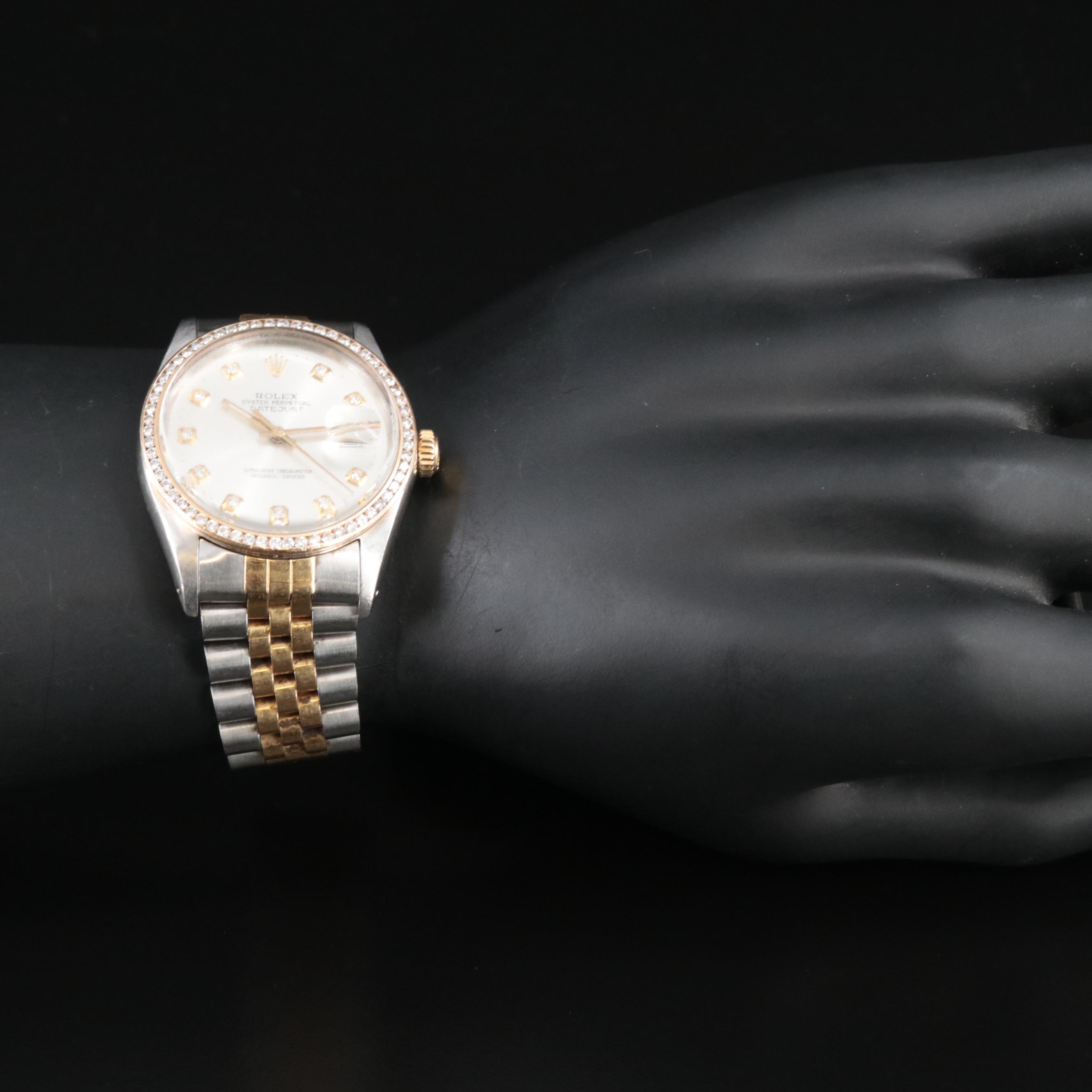 1985 Rolex Custom 1.10 CTW Diamond Dial and Bezel Datejust Watch