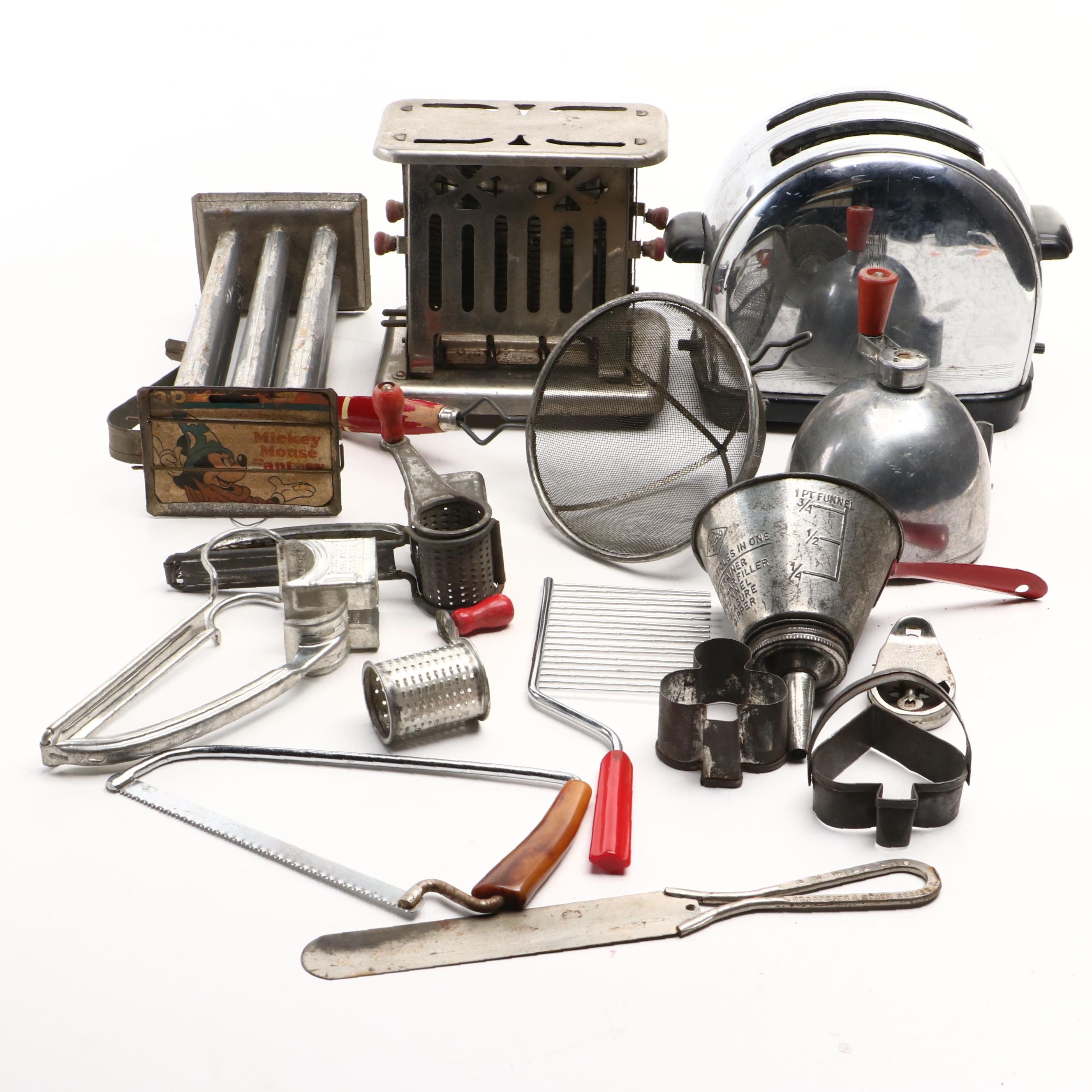 Sunbeam Toaster, Dazey Juicer, Nesco Funnel, and Other Kitchen Gadgets