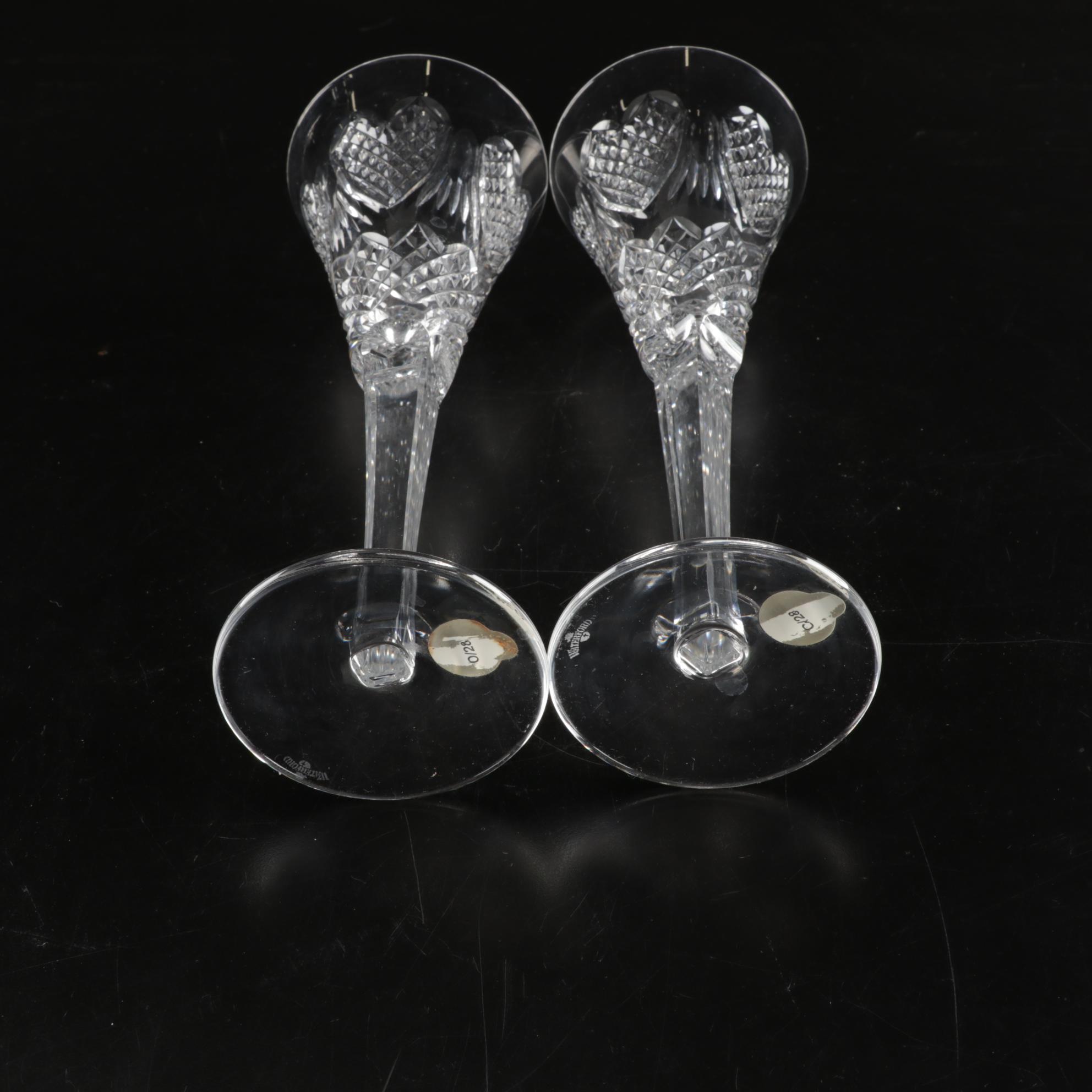 Waterford "Celebration" Crystal Square Stem Champagne Flutes, 2004-2005