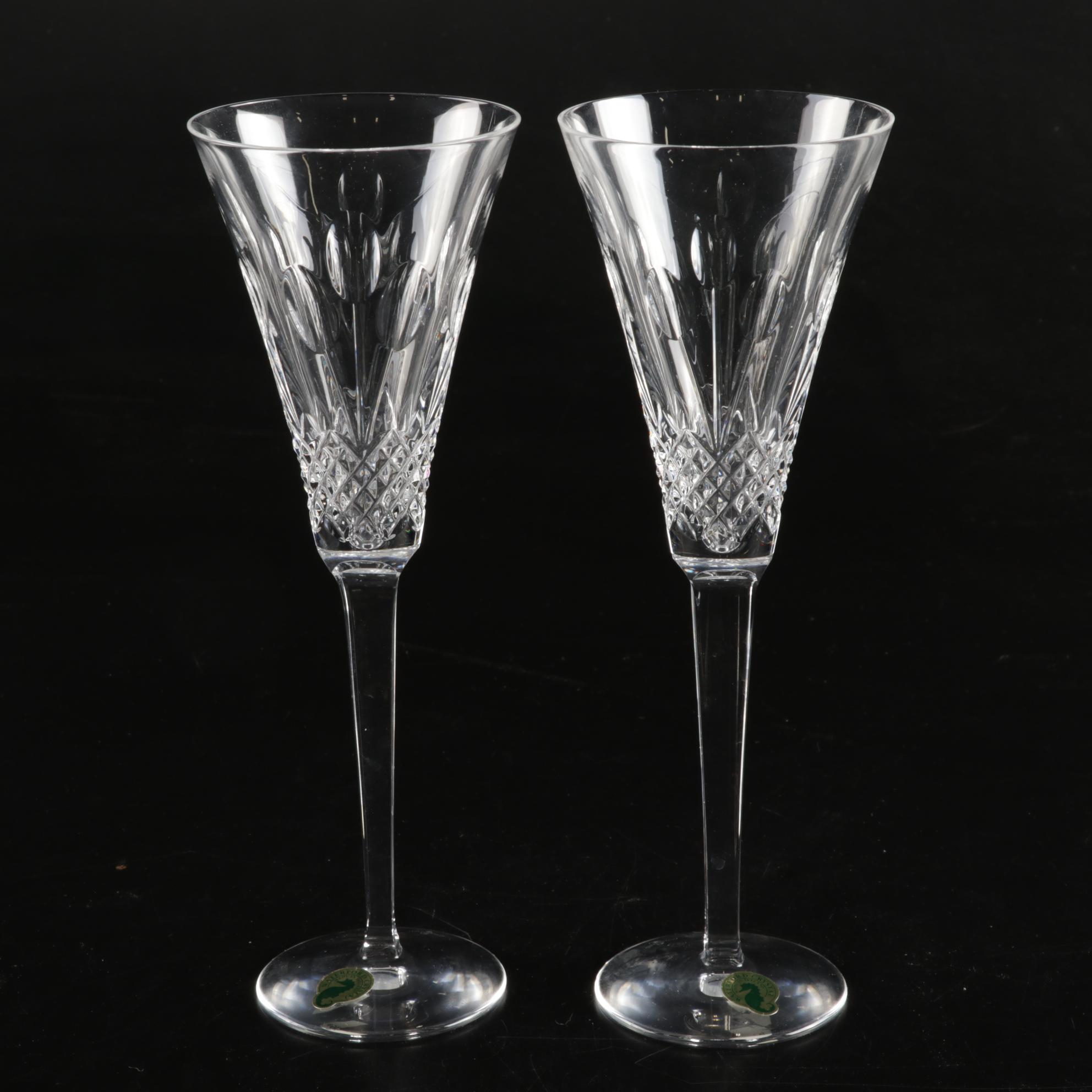 Waterford "Celebration" Crystal Square Stem Champagne Flutes, 2004-2005