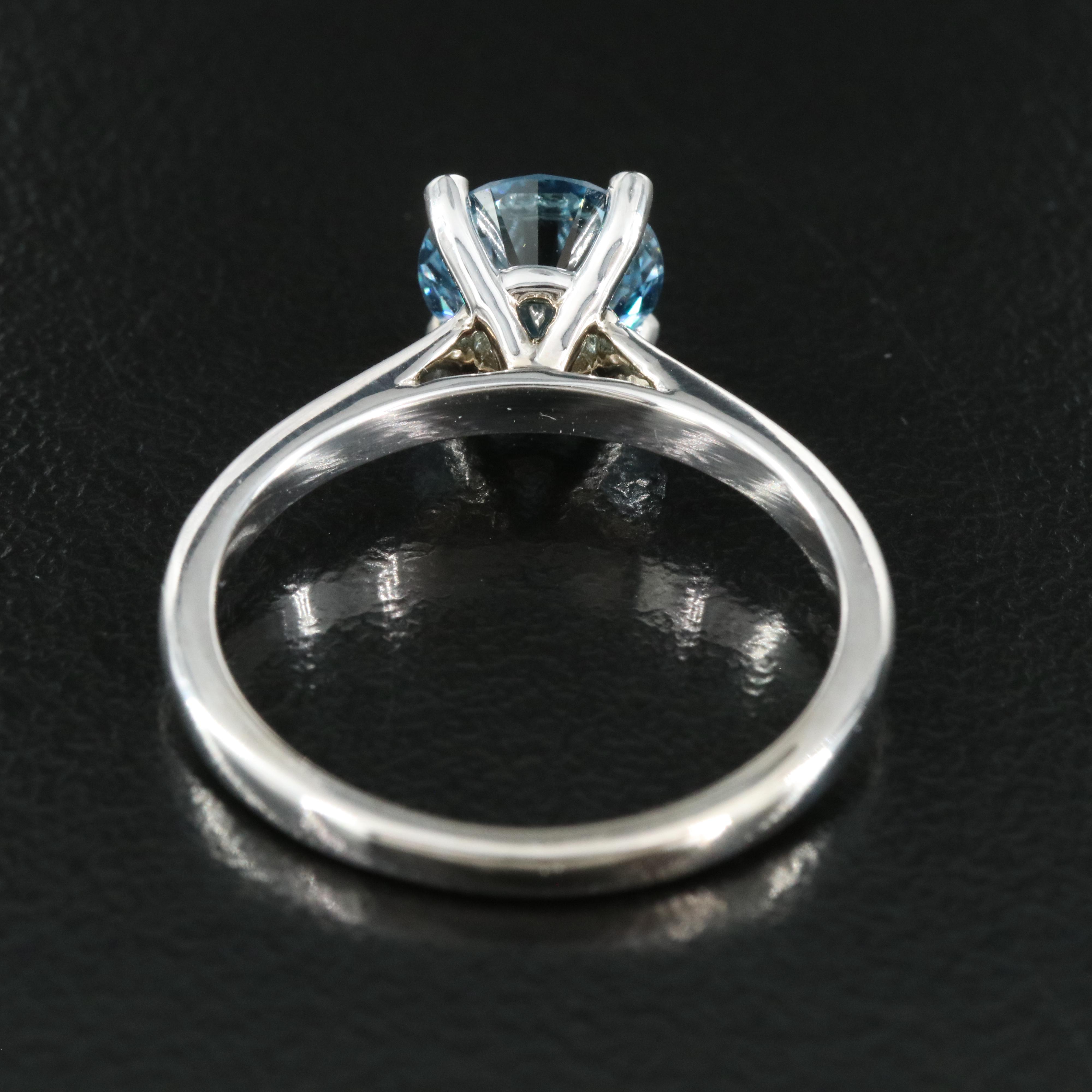 14K 1.30 CT Lab Grown Fancy Blue Diamond Solitaire Ring
