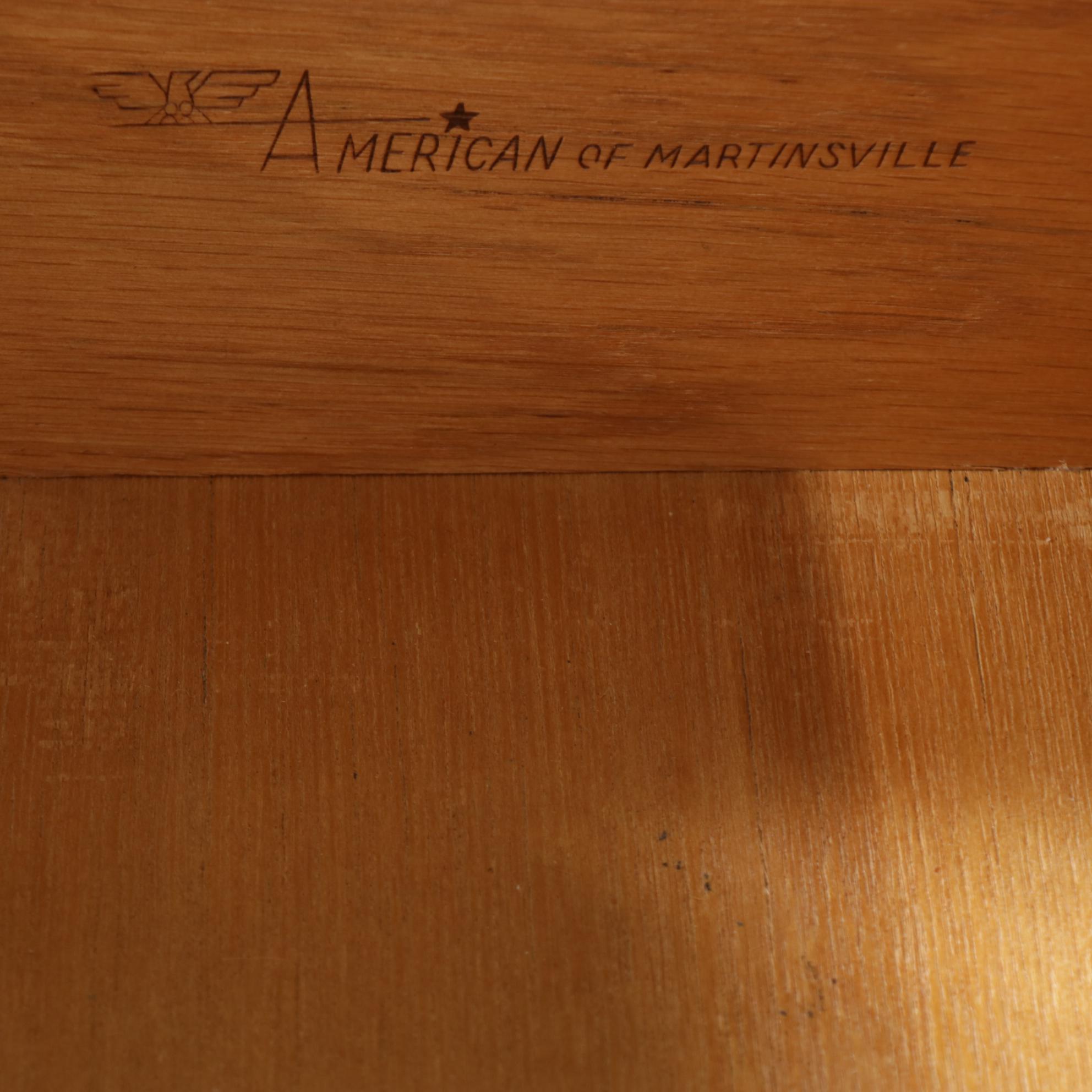 American of Martinsville Mid Century Modern Oak-Stained Bookcase-on-Chest