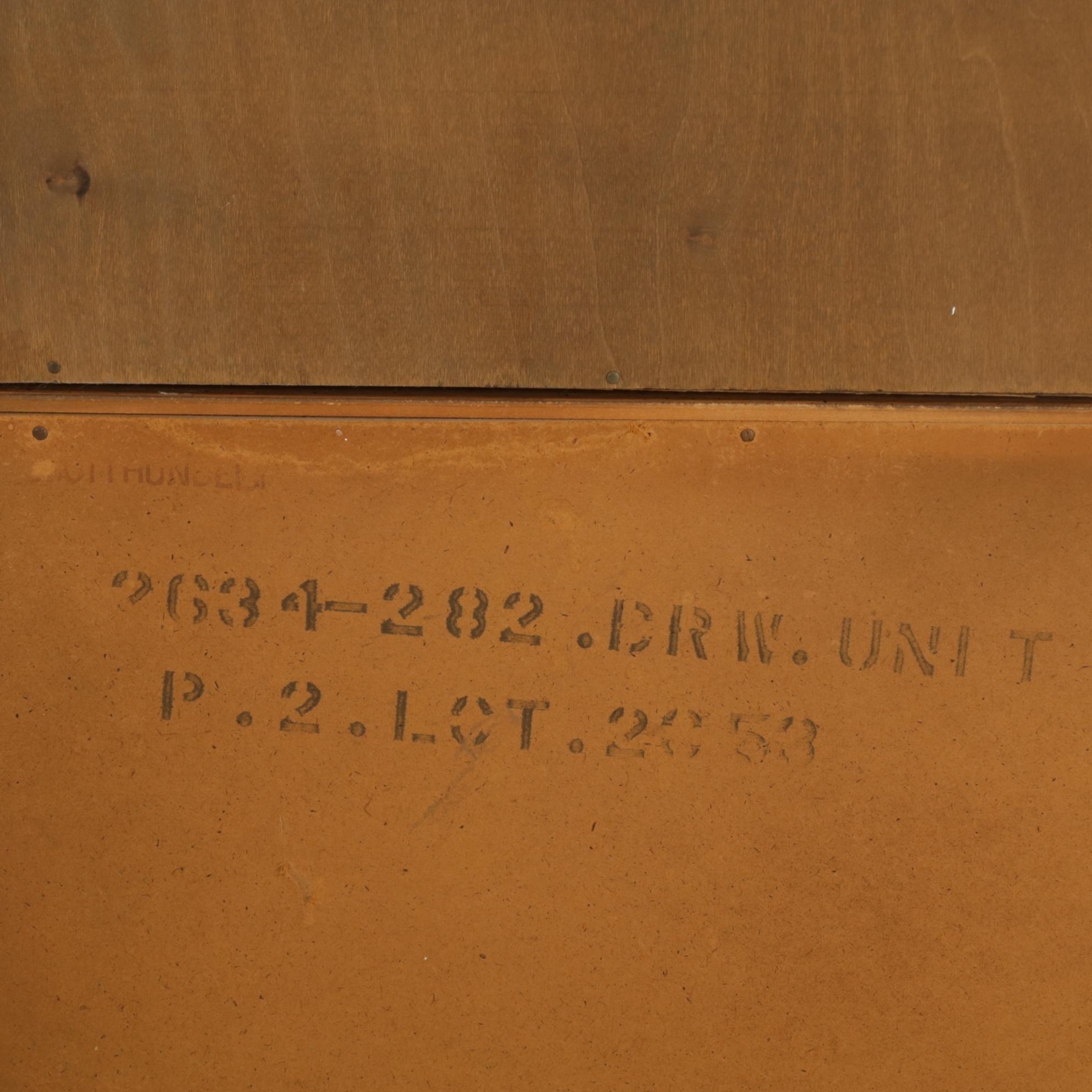 American of Martinsville Mid Century Modern Oak-Stained Bookcase-on-Chest