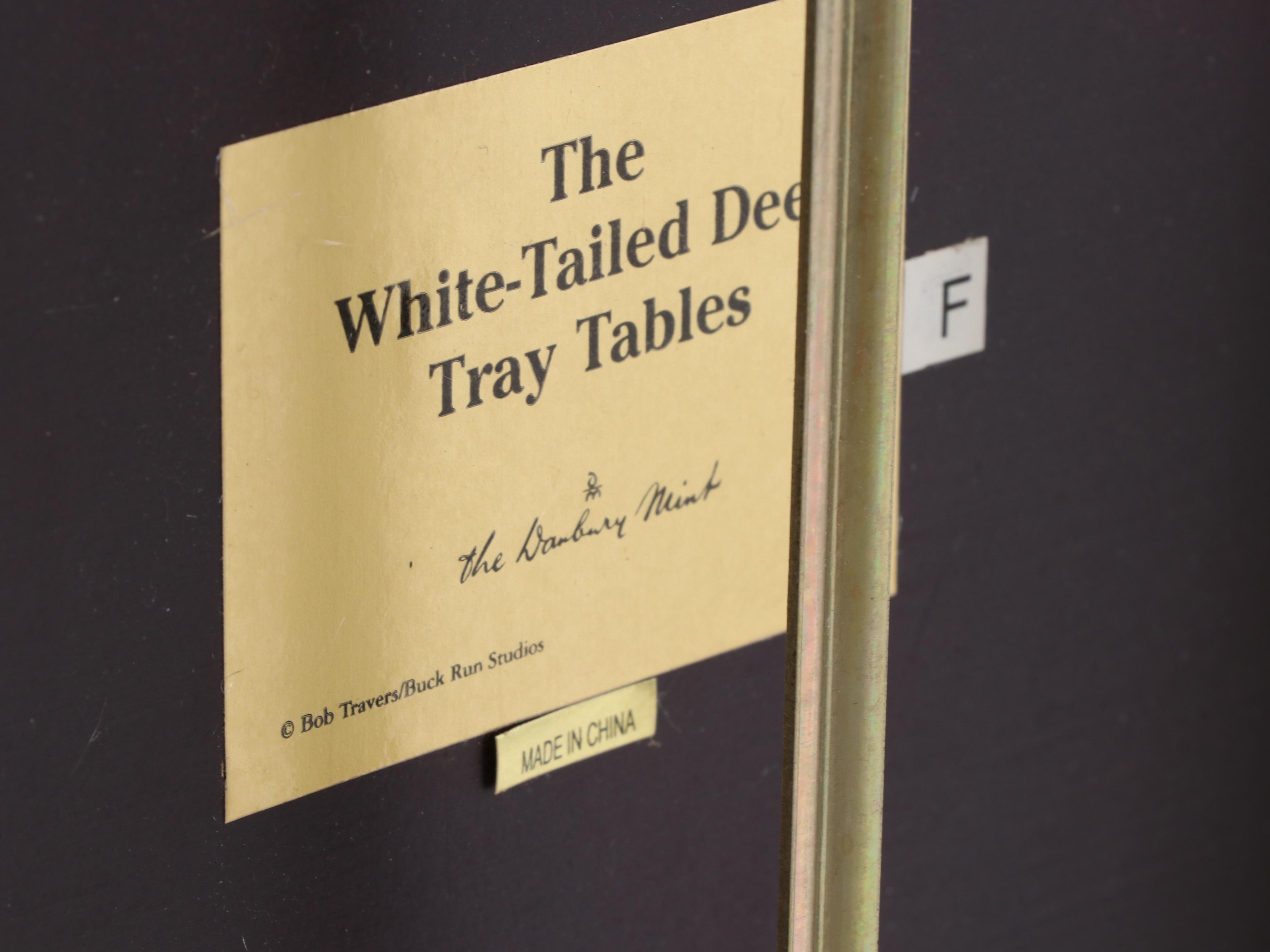 Set of Four Danbury Mint "White-Tailed Deer" Tray Tables with Stand