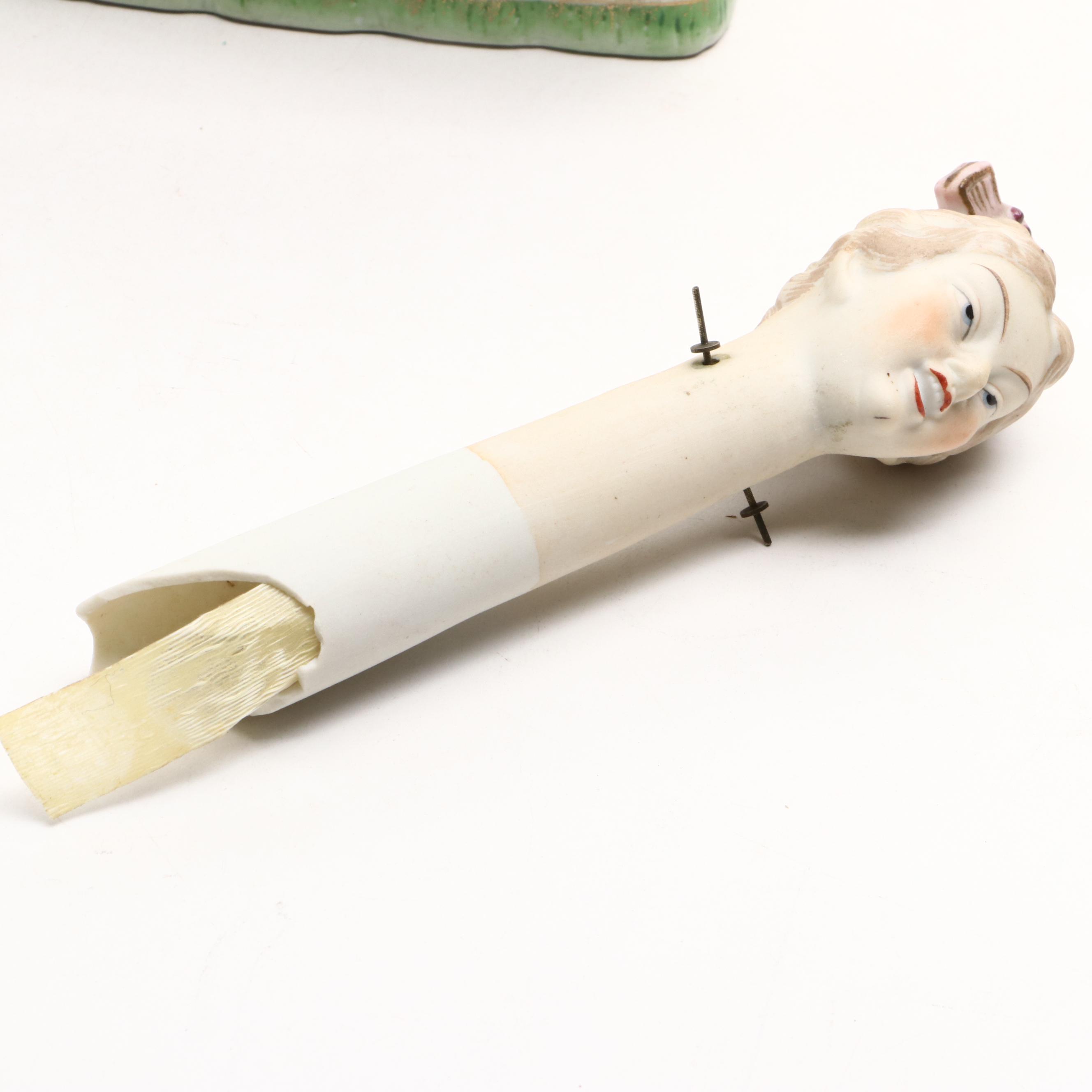 Ardalt Porcelain Nodder Figurine with Hand-Painted Porcelain Plates