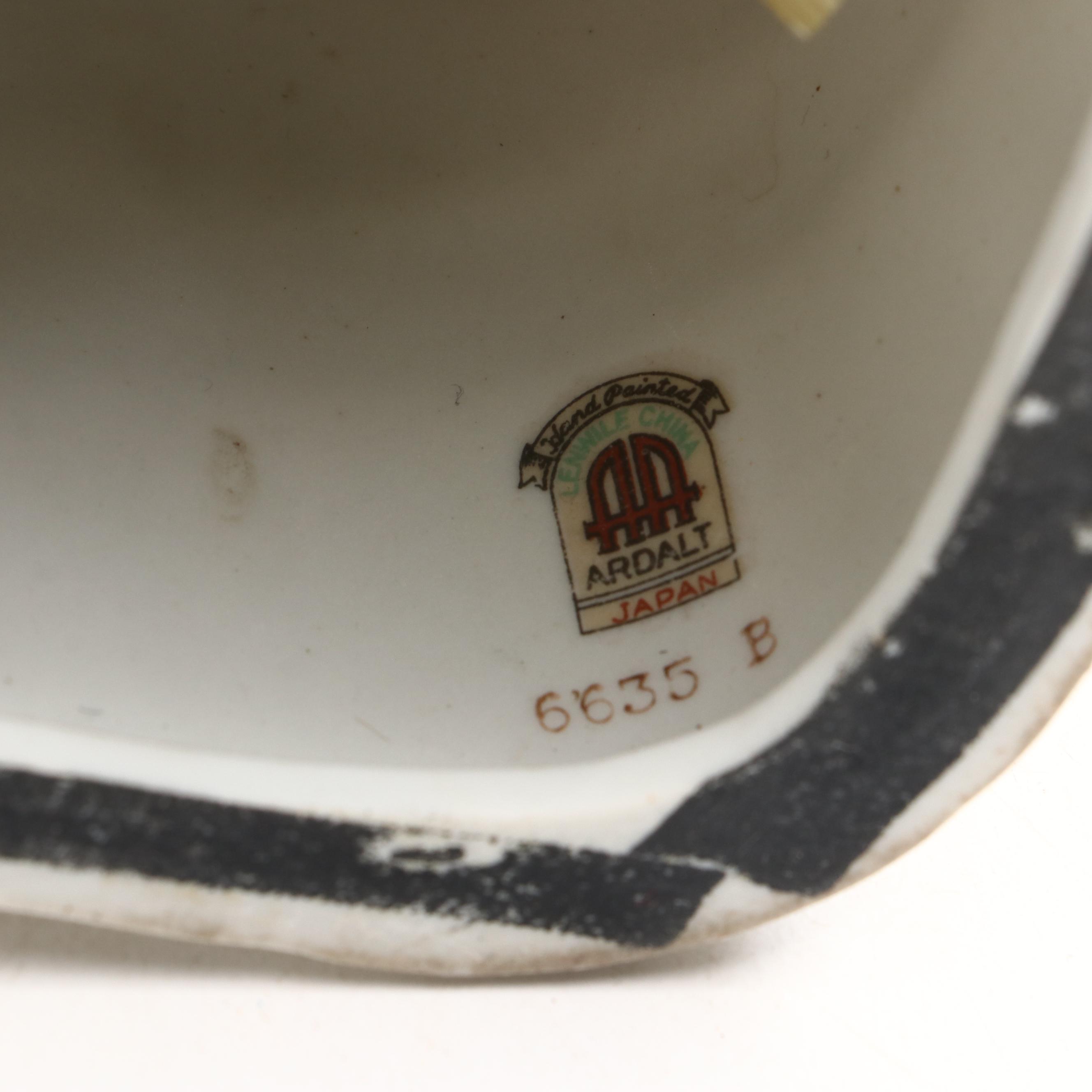 Ardalt Porcelain Nodder Figurine with Hand-Painted Porcelain Plates