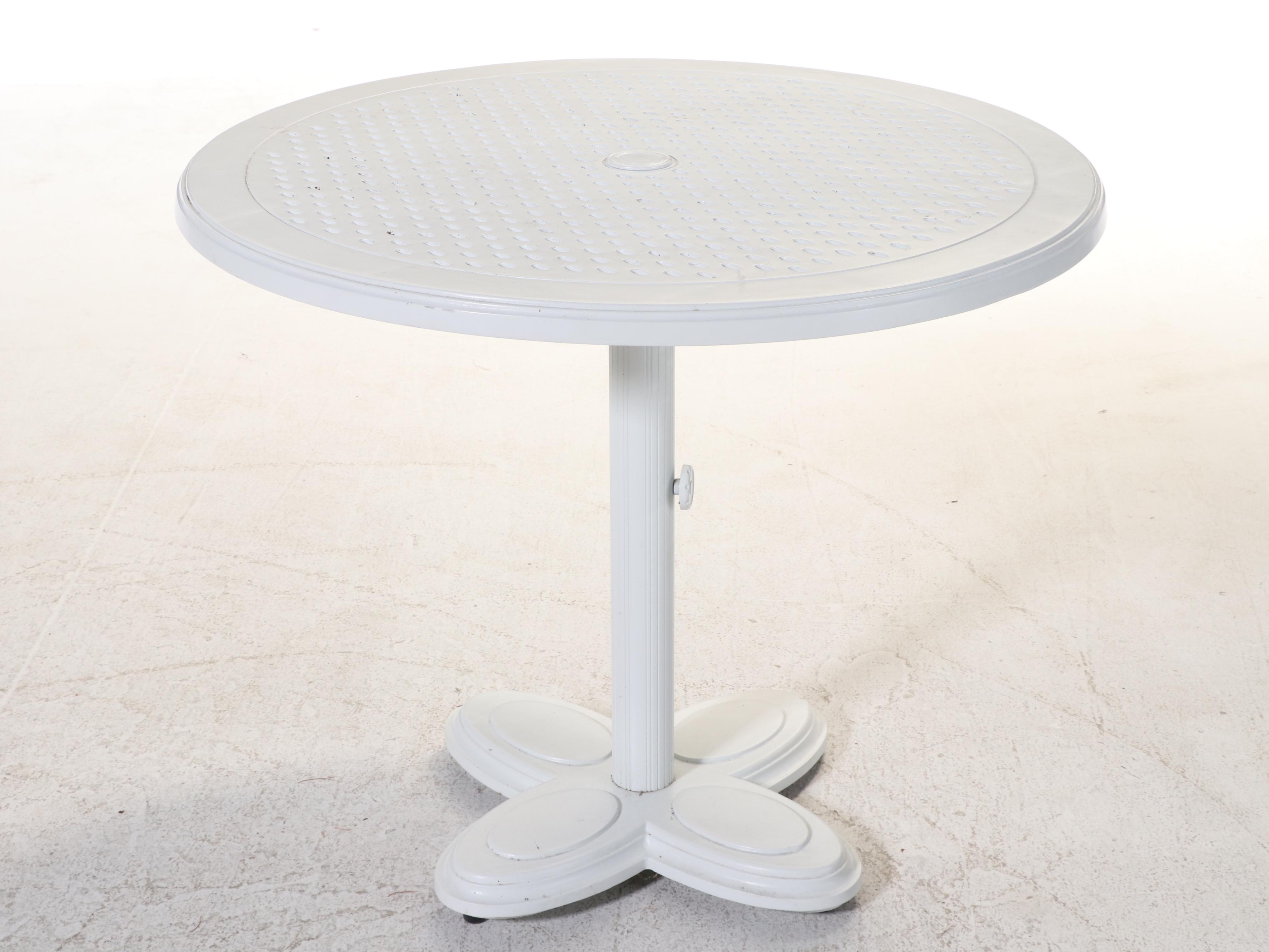 White Powder-Coated Aluminum Patio Dining Table