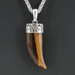 Stainless Steel Tiger's Eye Claw Pendant Necklace