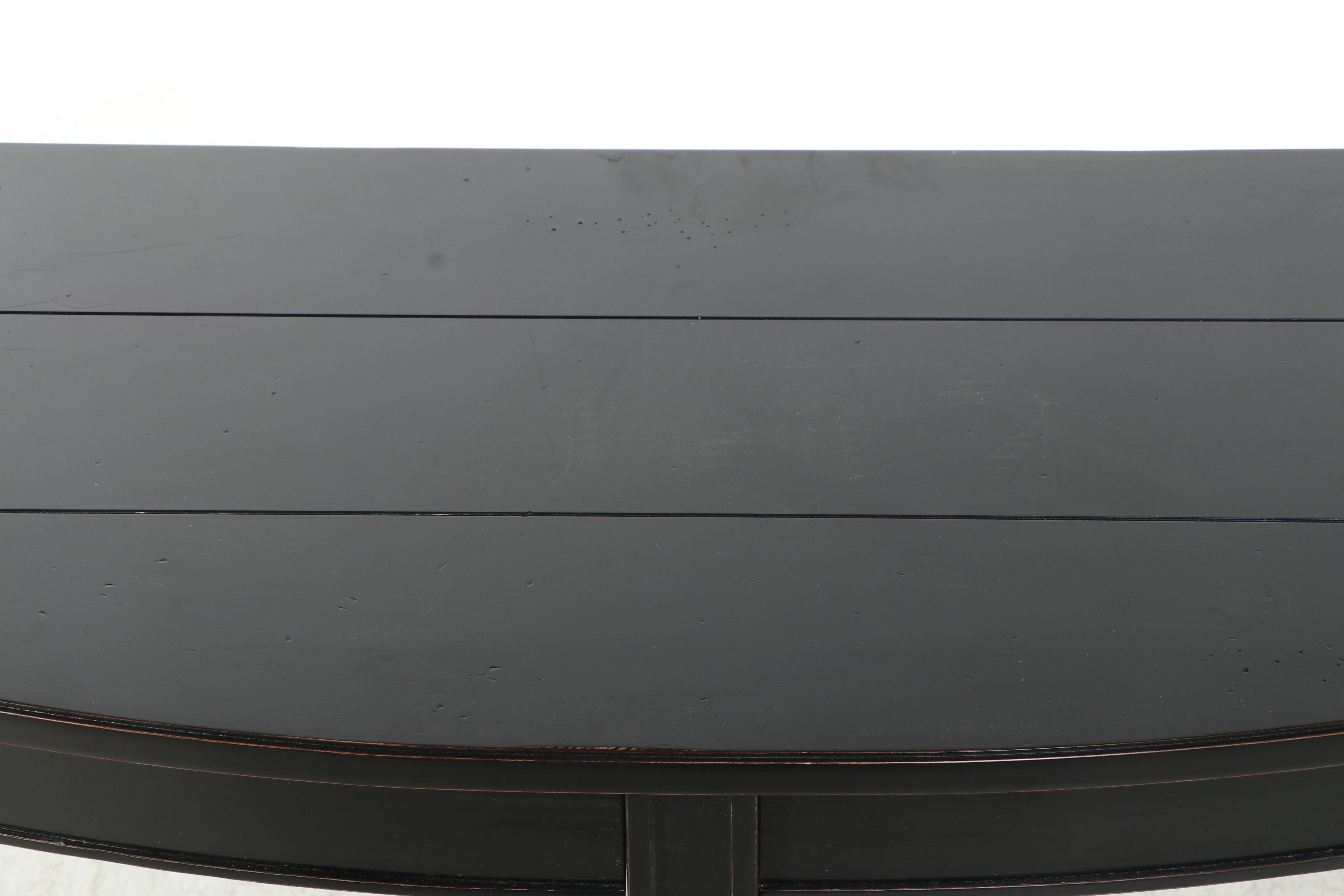 French Empire Style Ebonized Wood Demilune Console Table