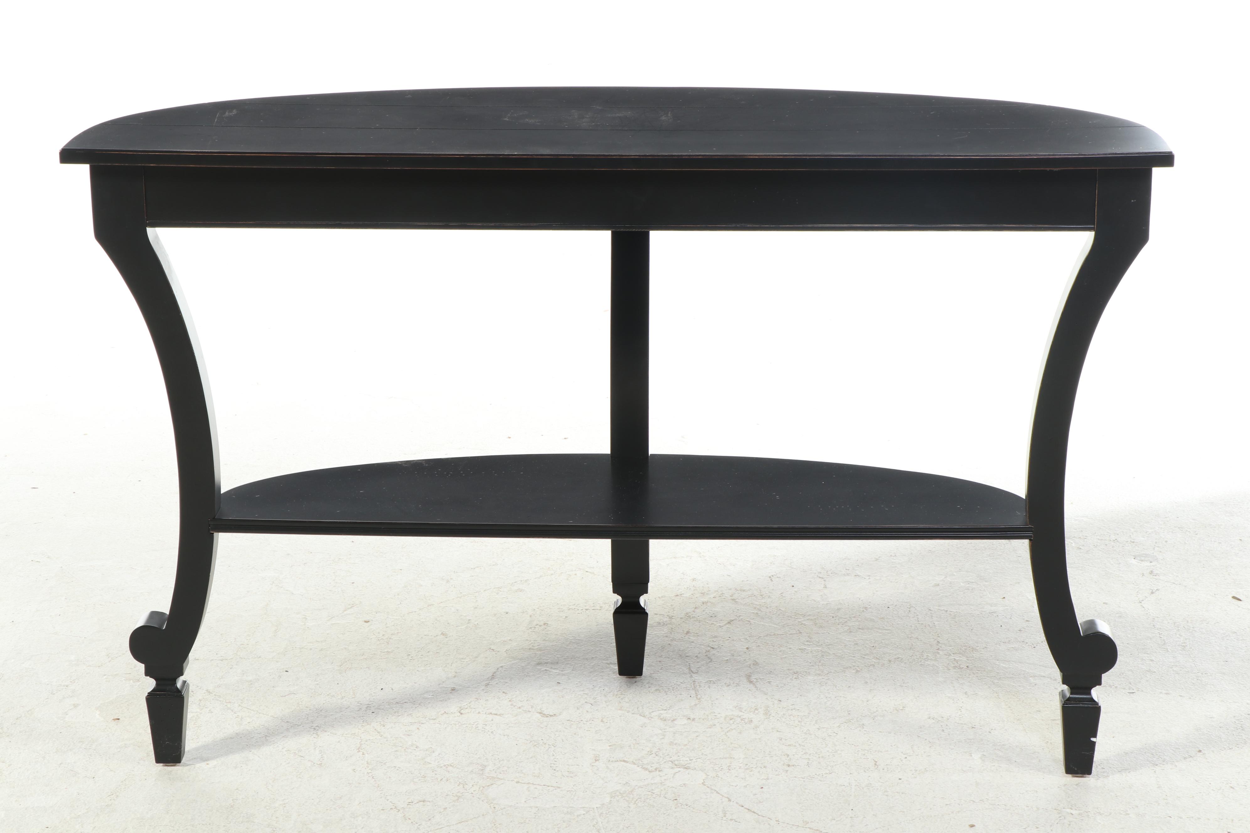French Empire Style Ebonized Wood Demilune Console Table