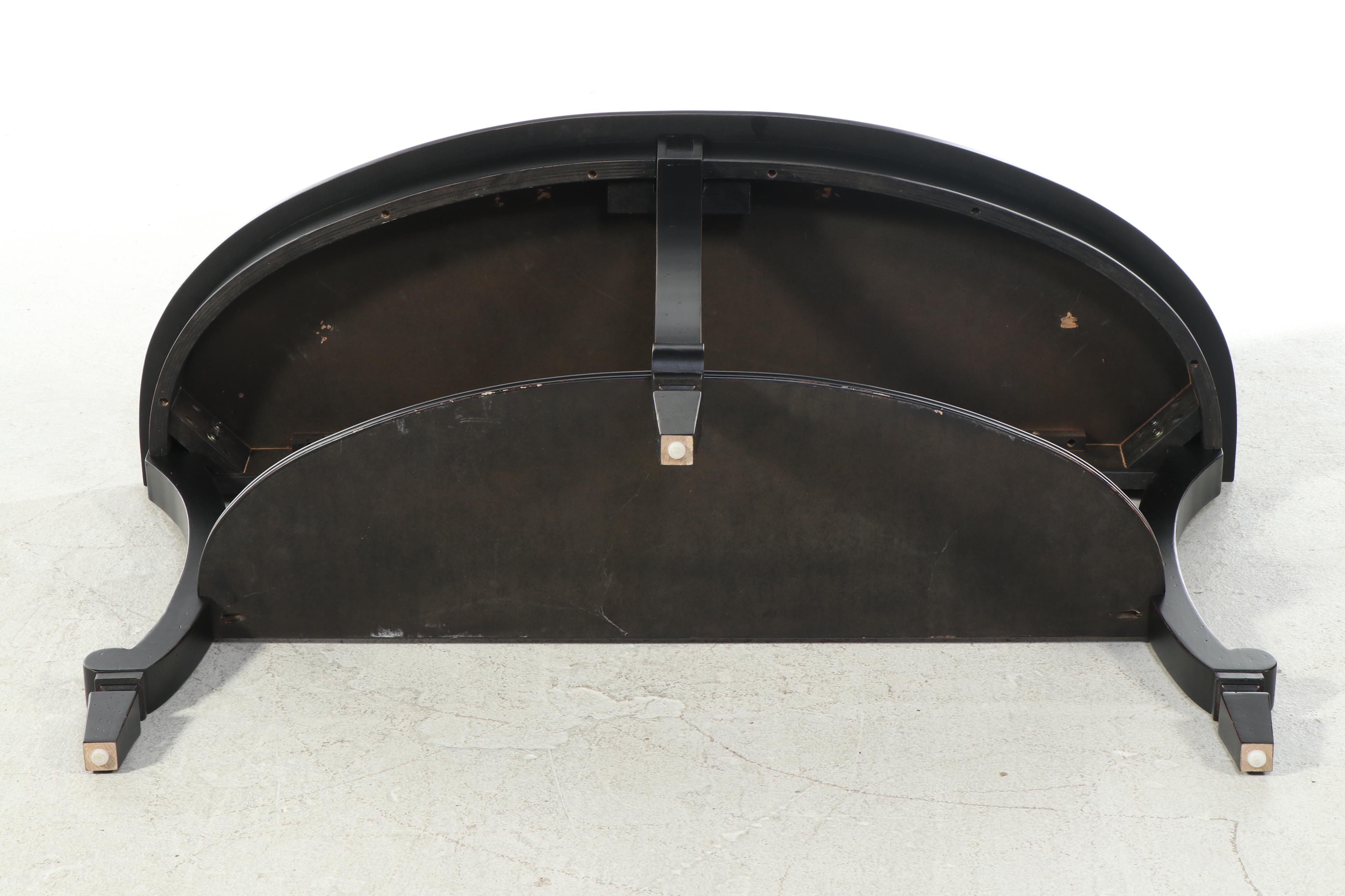 French Empire Style Ebonized Wood Demilune Console Table