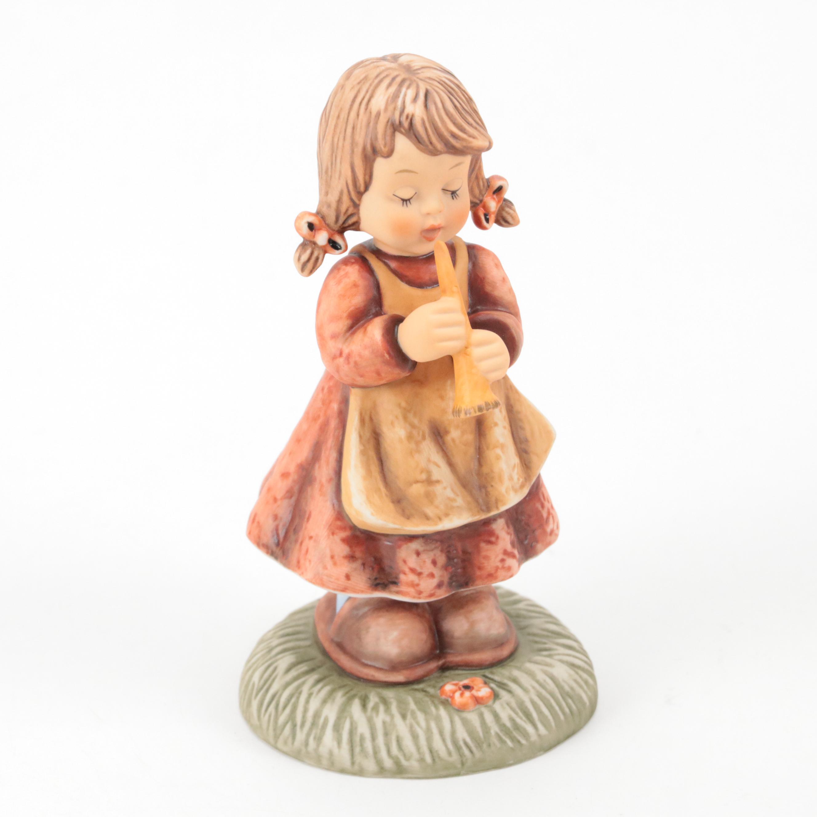 Berta Hummel "Girl with Recorder" and "Crowning Touch" Ceramic Figurines