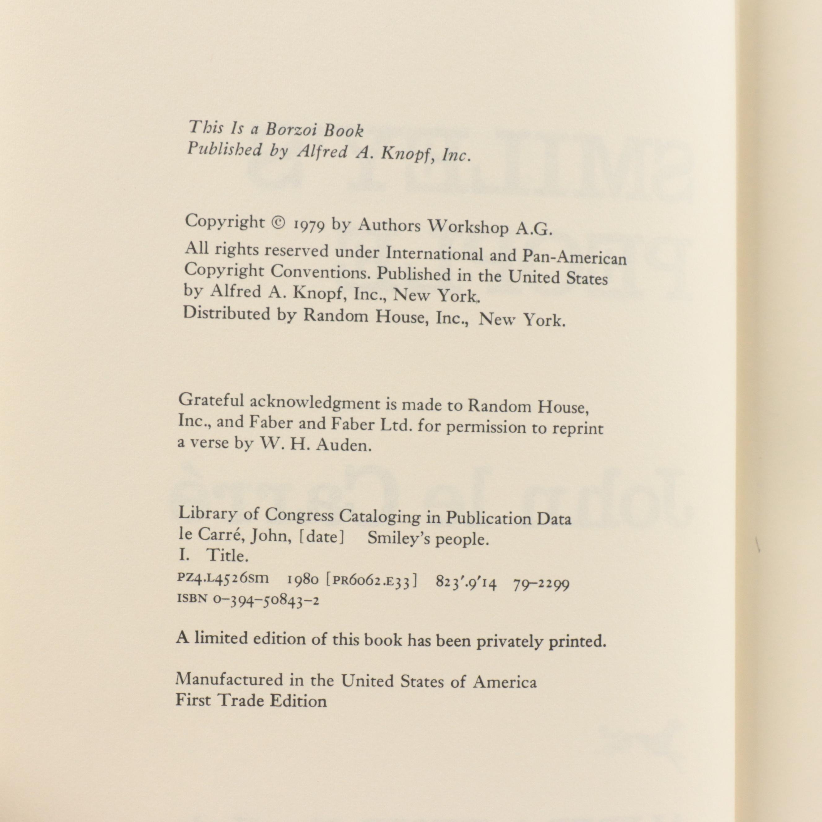 Signed First Trade Edition "Smiley's People" by le Carré and More Signed Books