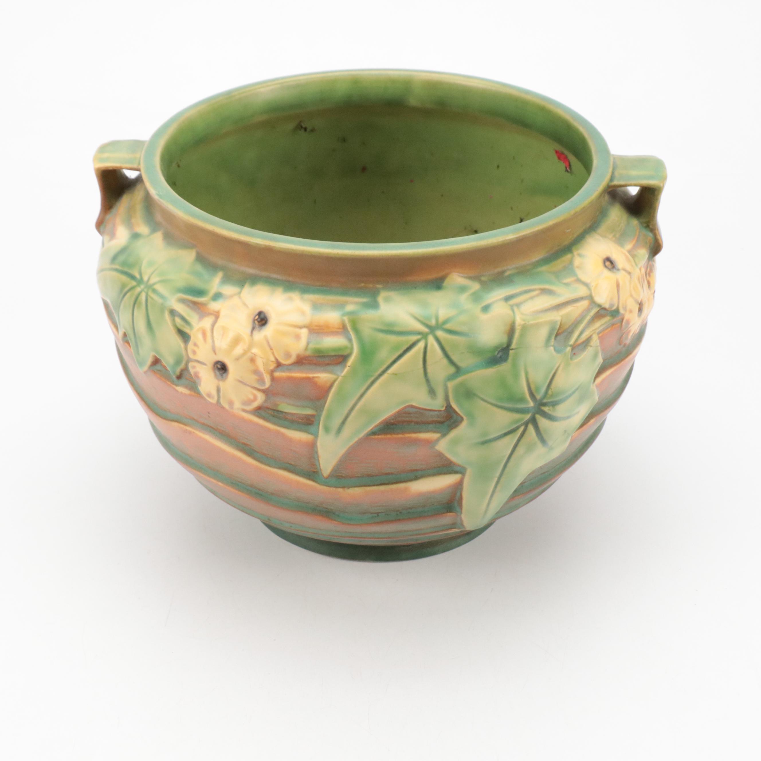 Roseville Pottery "Luffa" Double-Handle Ceramic Planter, Early/Mid-20th Century