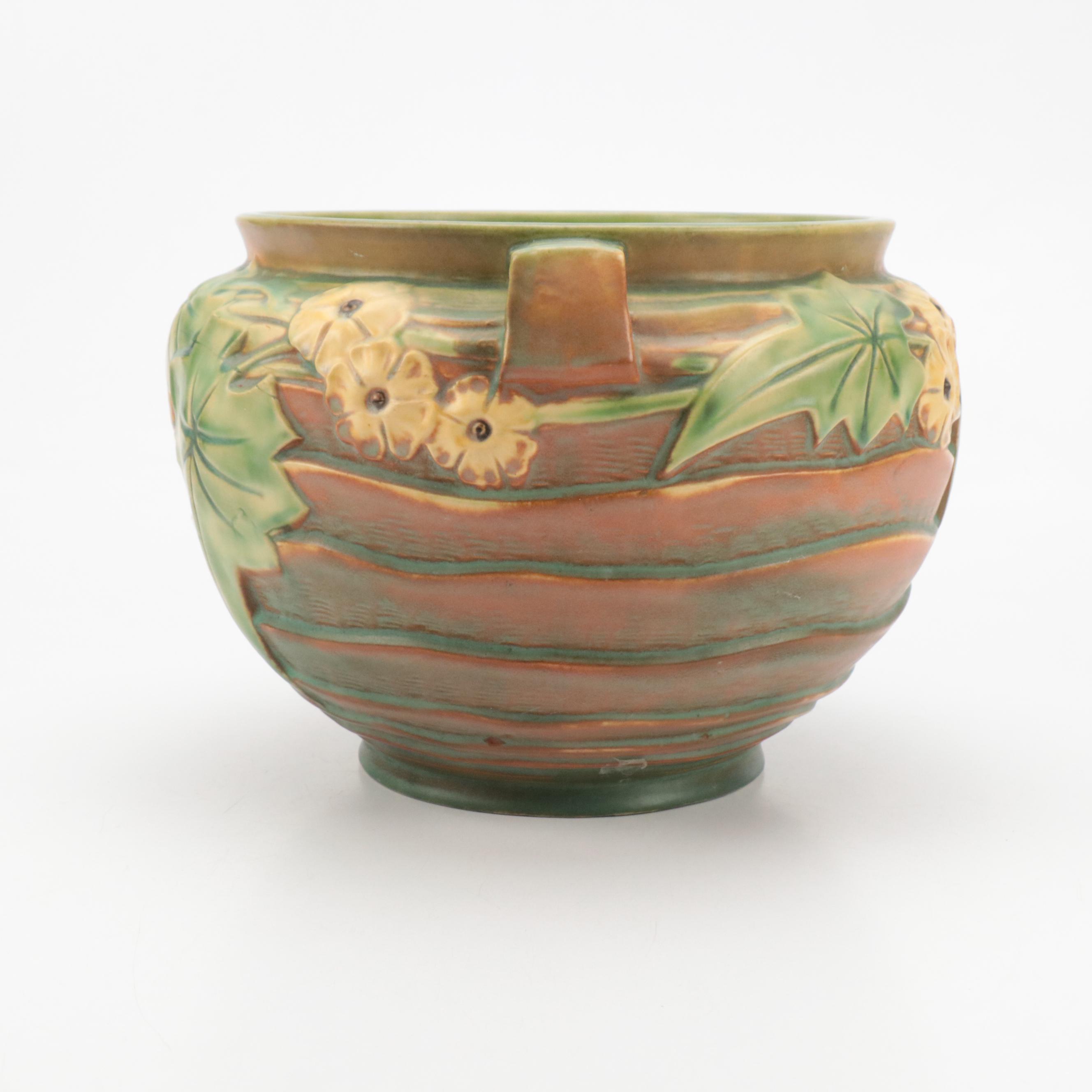 Roseville Pottery "Luffa" Double-Handle Ceramic Planter, Early/Mid-20th Century