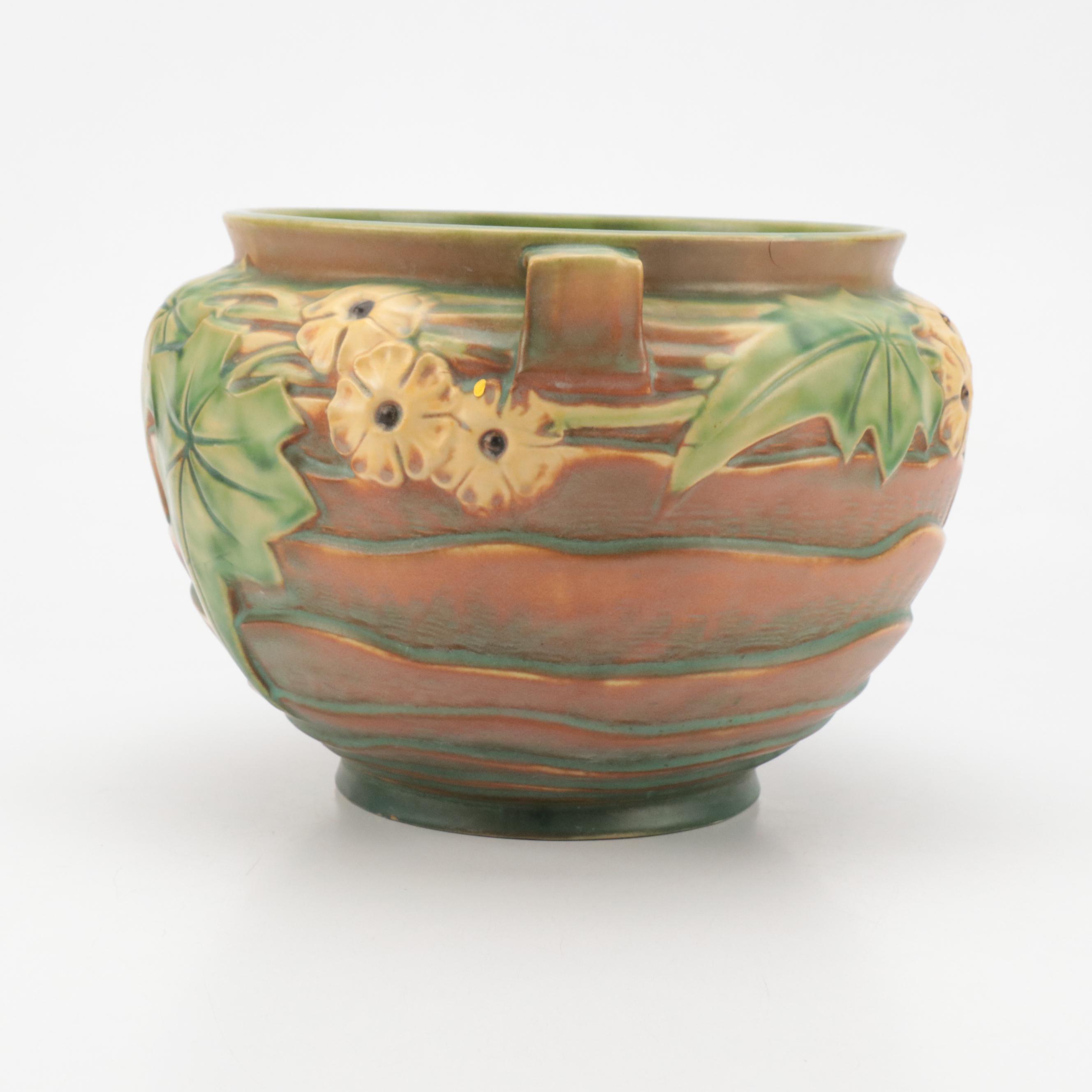 Roseville Pottery "Luffa" Double-Handle Ceramic Planter, Early/Mid-20th Century