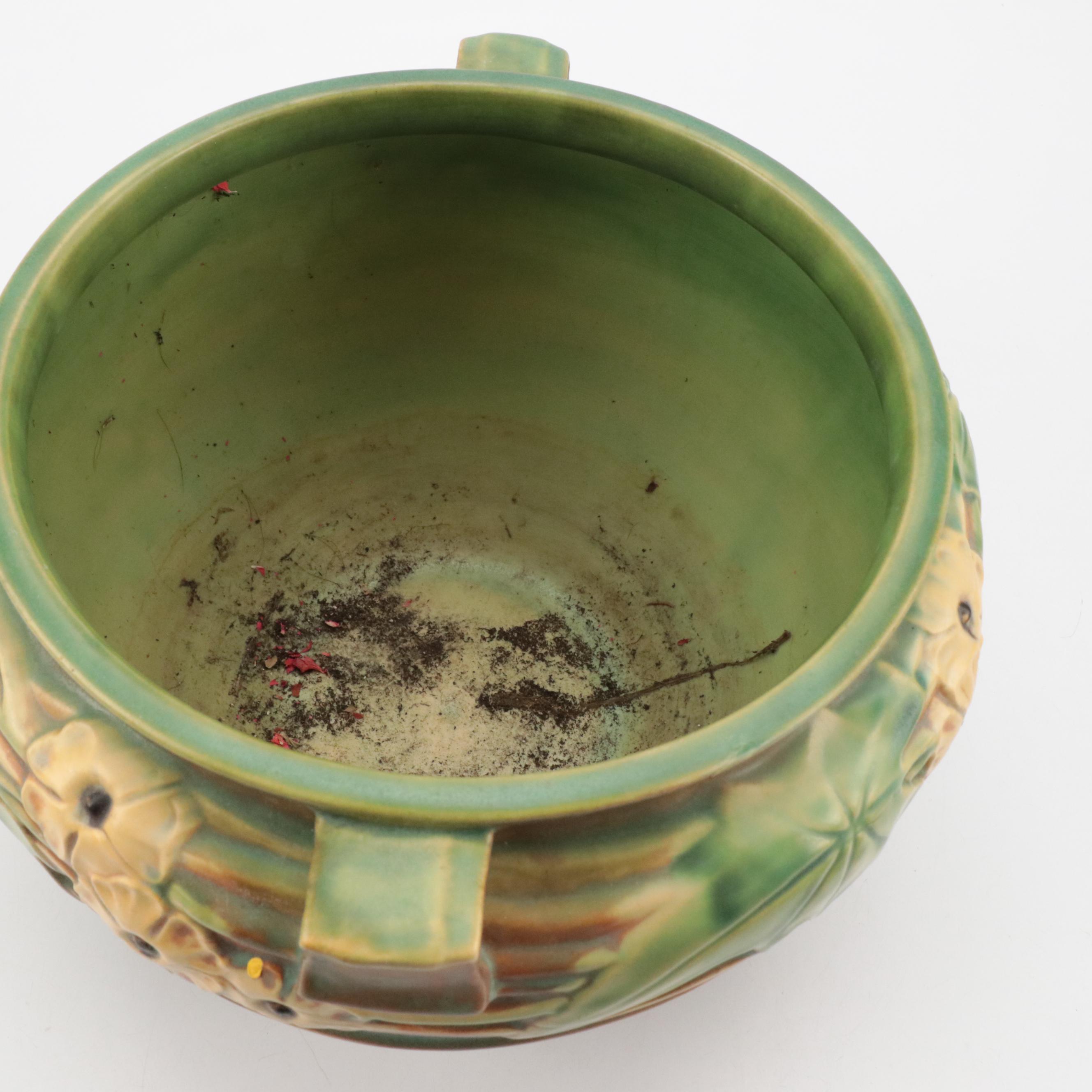 Roseville Pottery "Luffa" Double-Handle Ceramic Planter, Early/Mid-20th Century