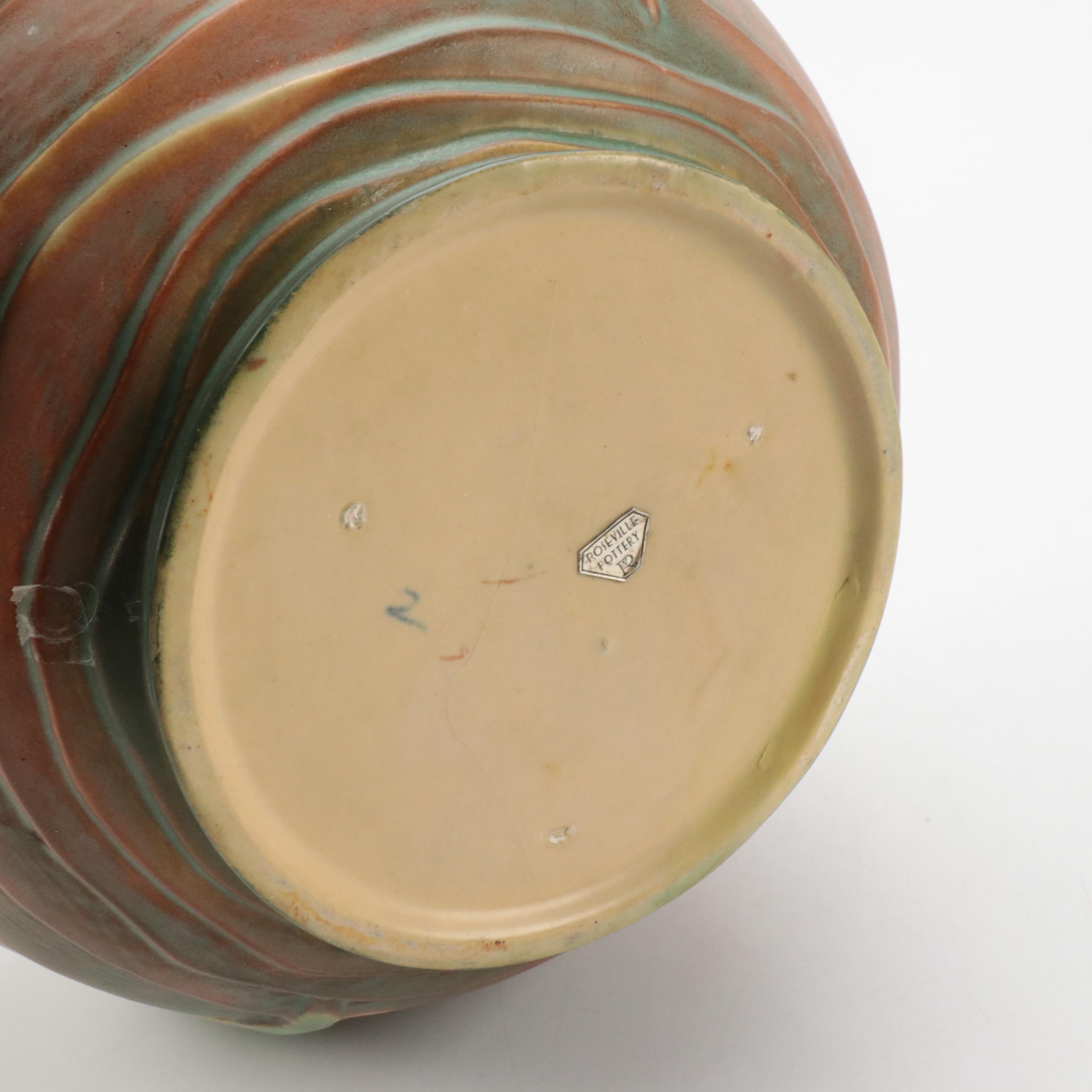 Roseville Pottery "Luffa" Double-Handle Ceramic Planter, Early/Mid-20th Century