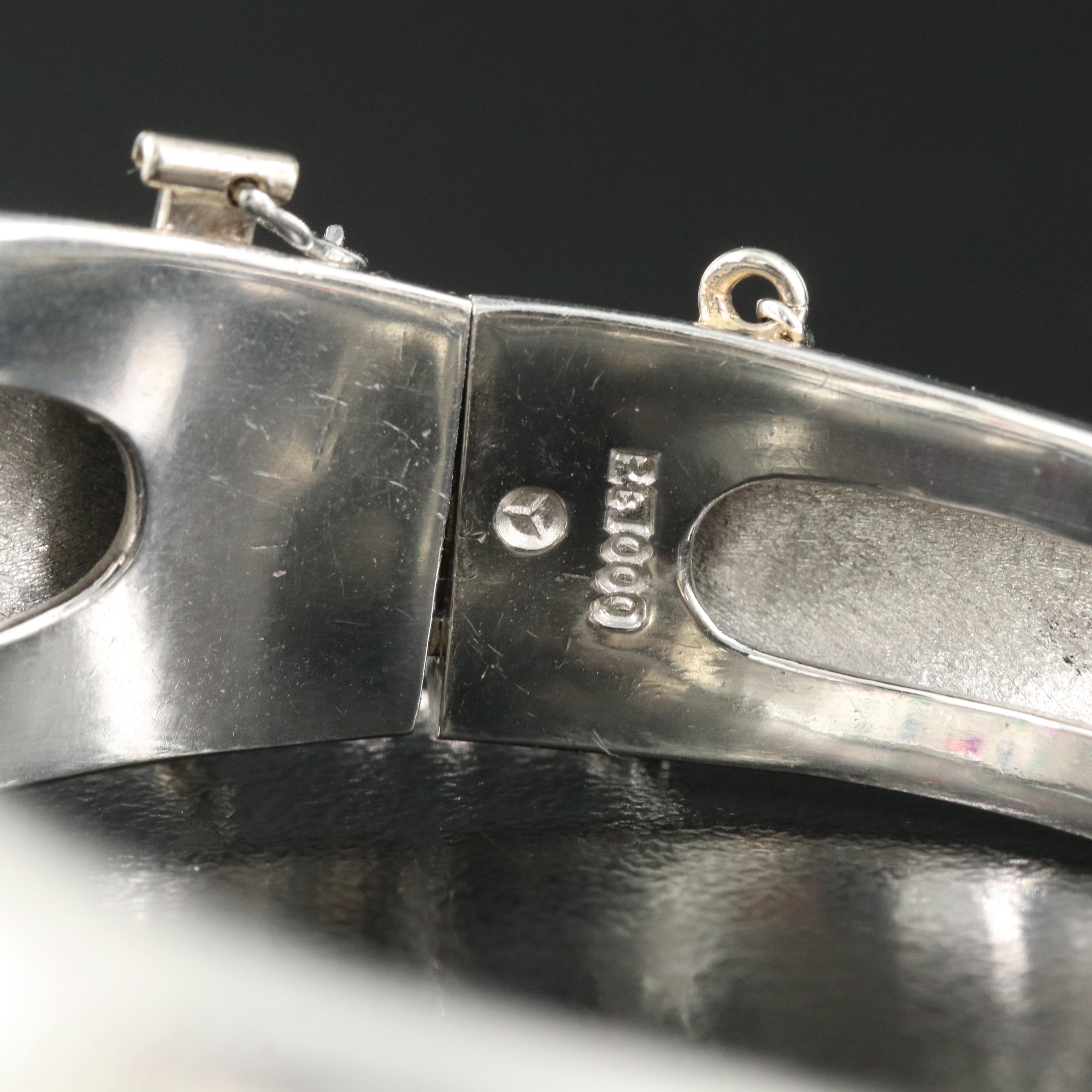 Platinum Gemstone Bracelet with a Domed Stipple Finish