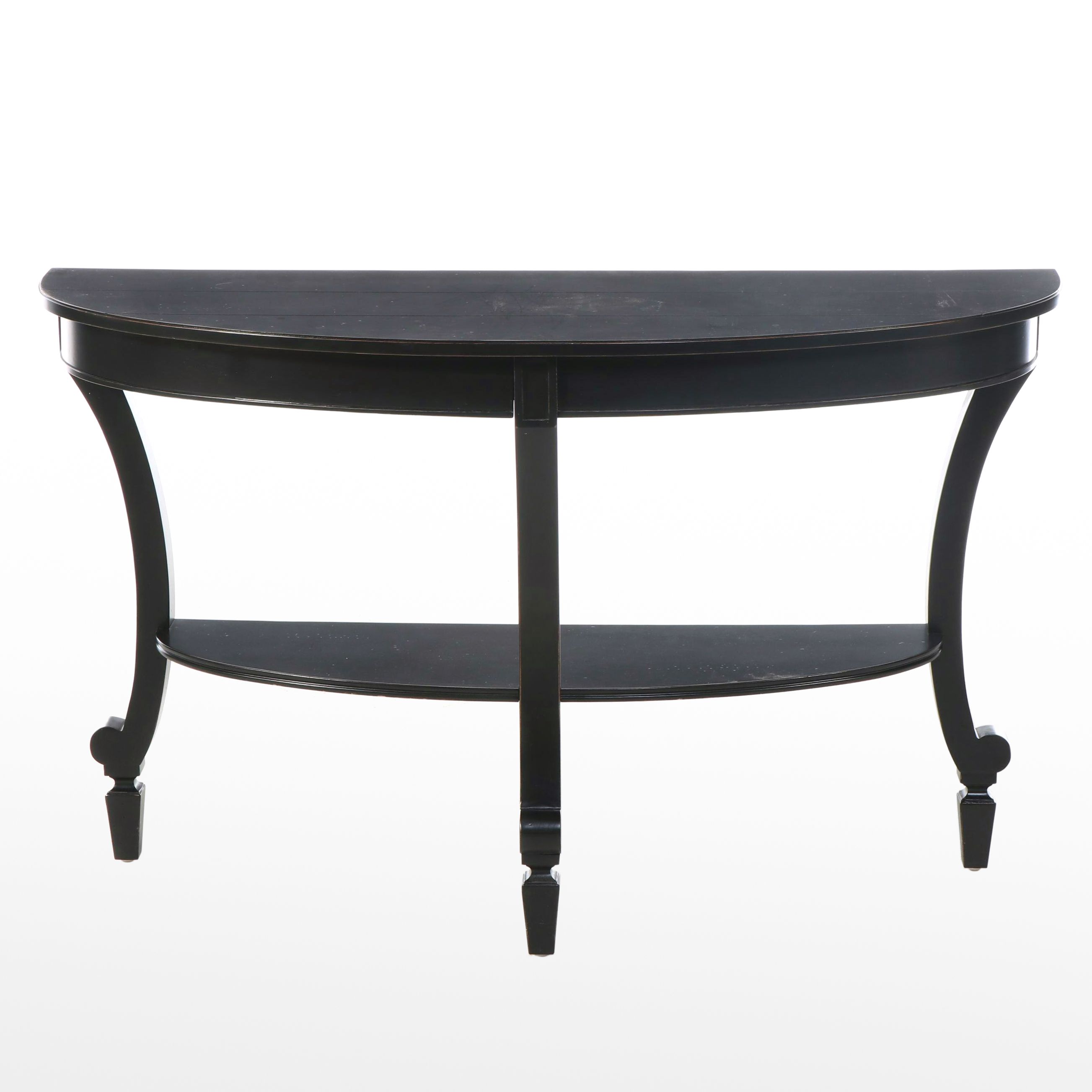 French Empire Style Ebonized Wood Demilune Console Table