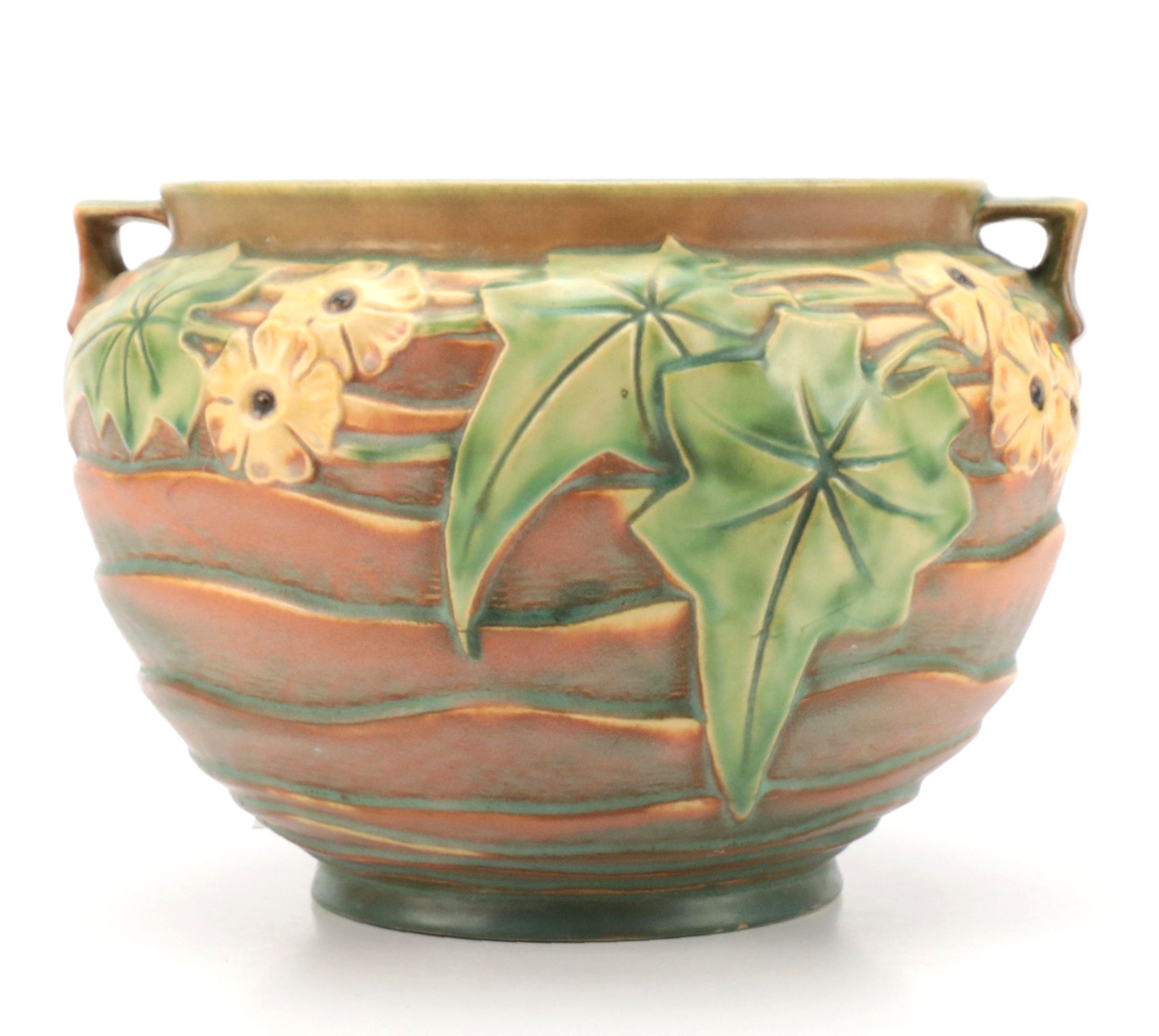 Roseville Pottery "Luffa" Double-Handle Ceramic Planter, Early/Mid-20th Century