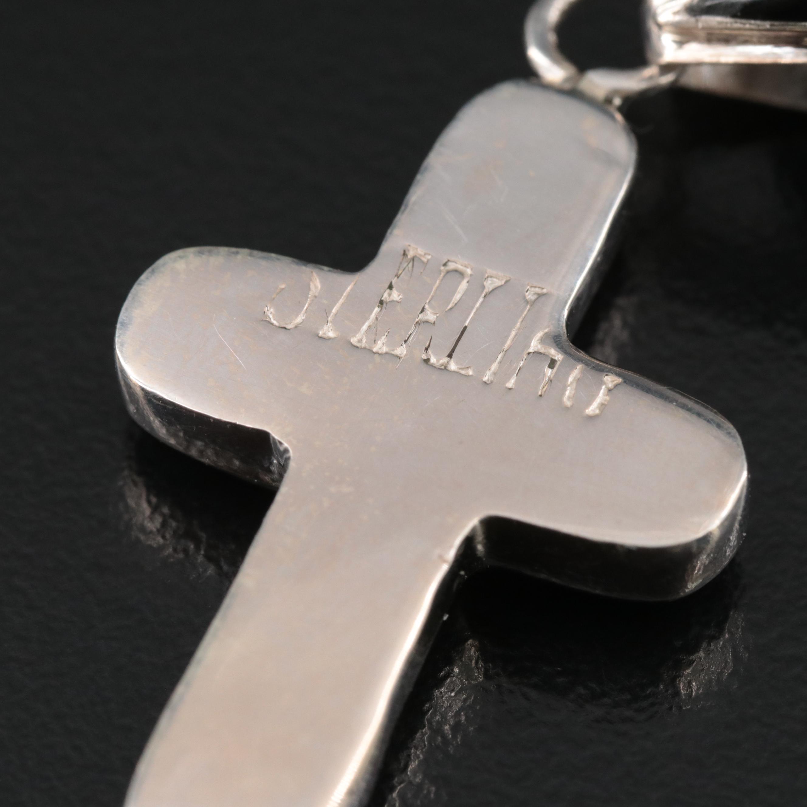 Southwestern Sterling Inlay Galaxy Cross Pendant Necklace Including Abalone